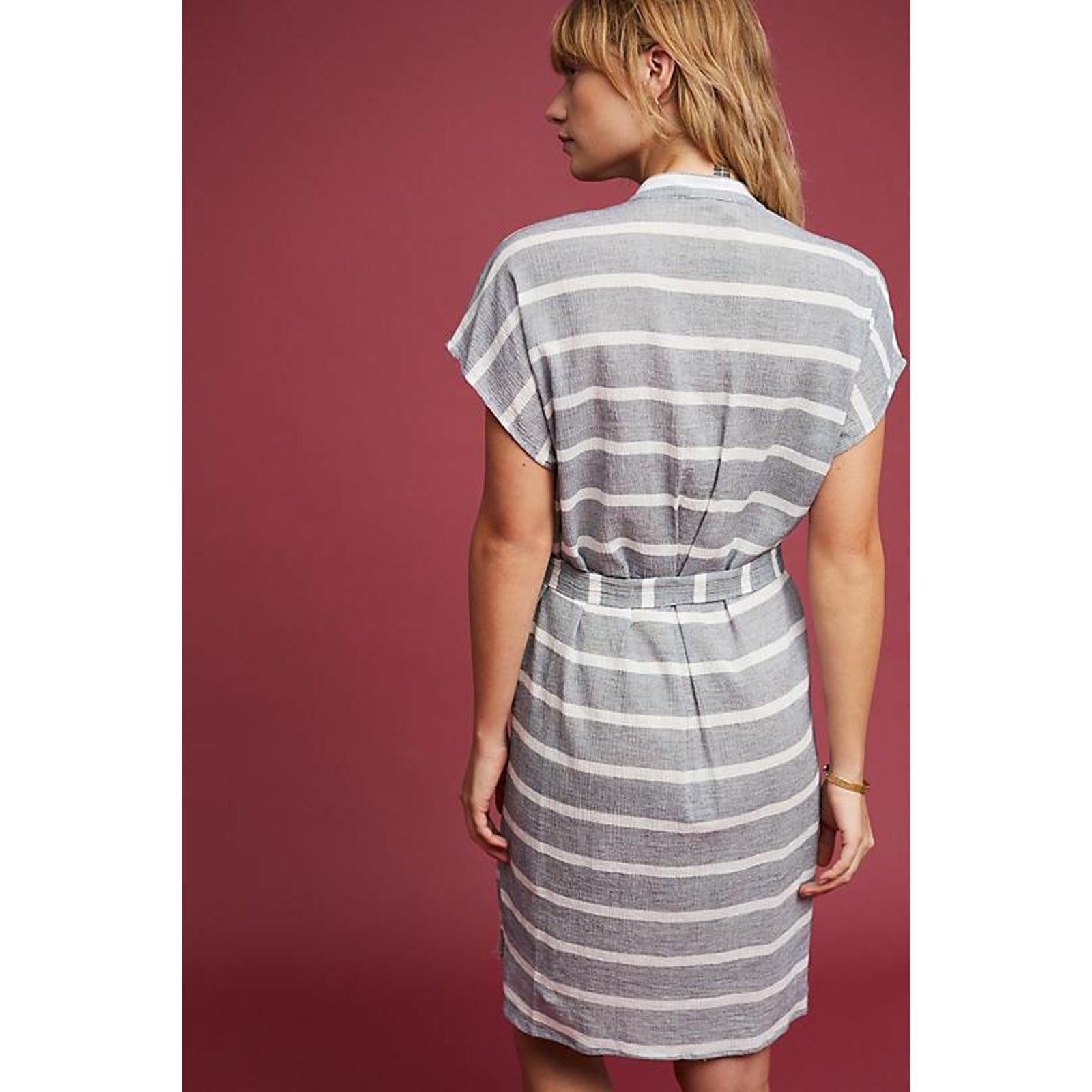 Anthropologie × Corey Lynn Calter New Anthropologie Camden Grey & White Shirt-dress XS $168 Size XS / US 0-2 / IT 36-38 - 2 Thumbnail