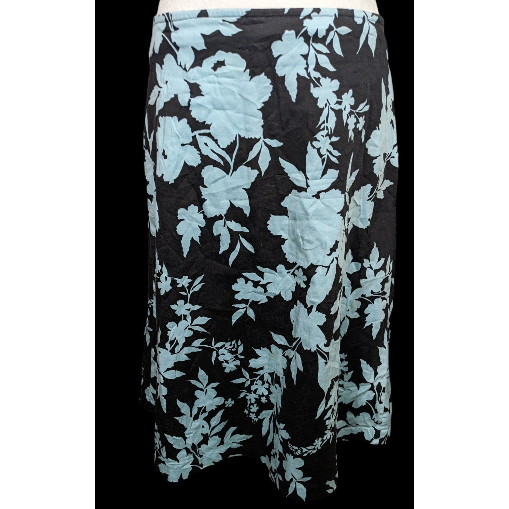 Other Vintage Newport News Black And Blue Floral Knee Length Skirt Size 32" / US 10 / IT 46 - 1 Thumbnail