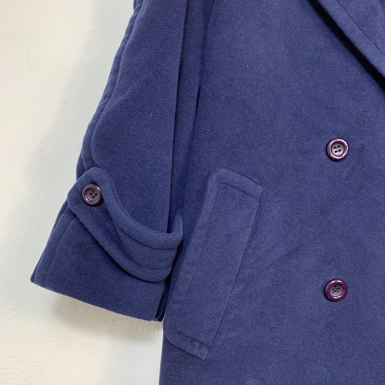 Burberry Vintage Burberrys Navy Blue Wool Double Breasted Coat Size US L / EU 52-54 / 3 - 10 Thumbnail