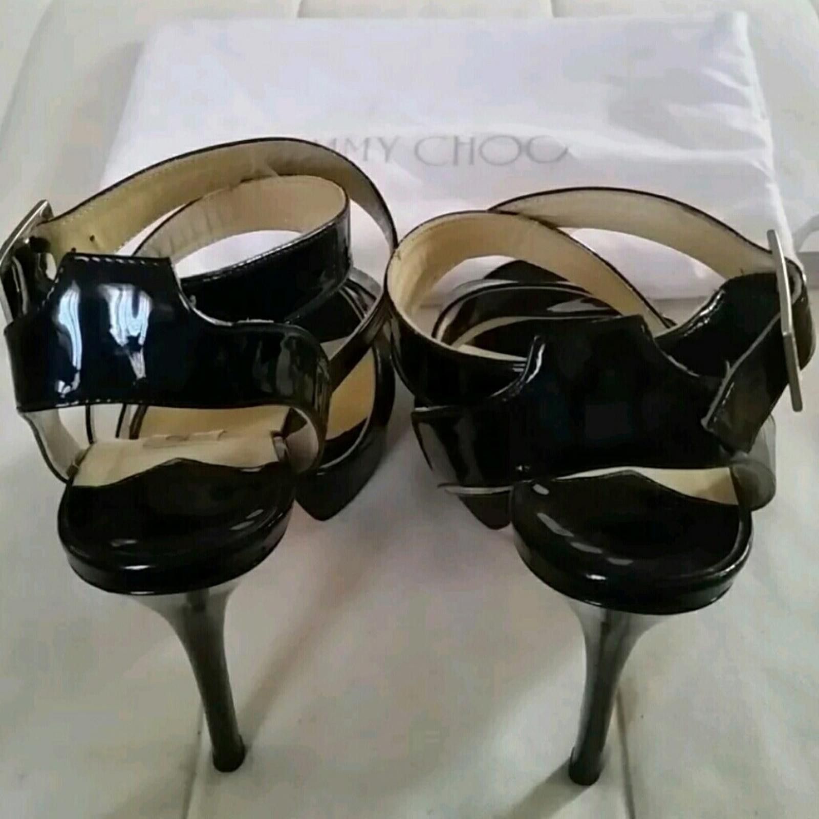 Jimmy Choo Jimmy Choo Black Patent Leather High Heel Sandals Shoes 39 Size US 8.5 / IT 38.5 - 5 Thumbnail