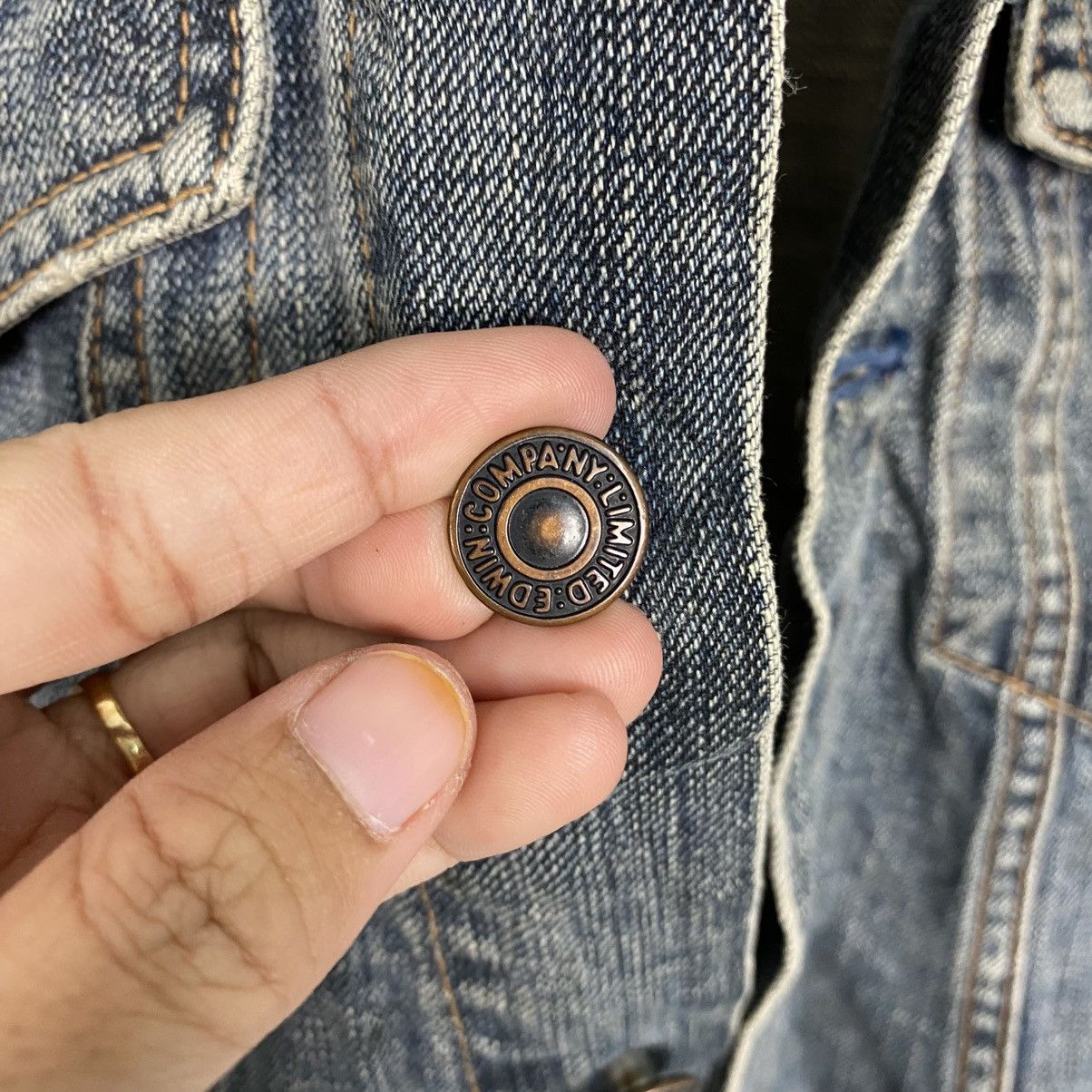Edwin 📌Vintage Trucker Denim Jacket Edwin Cafe Racer Style Size US M / EU 48-50 / 2 - 19 Thumbnail
