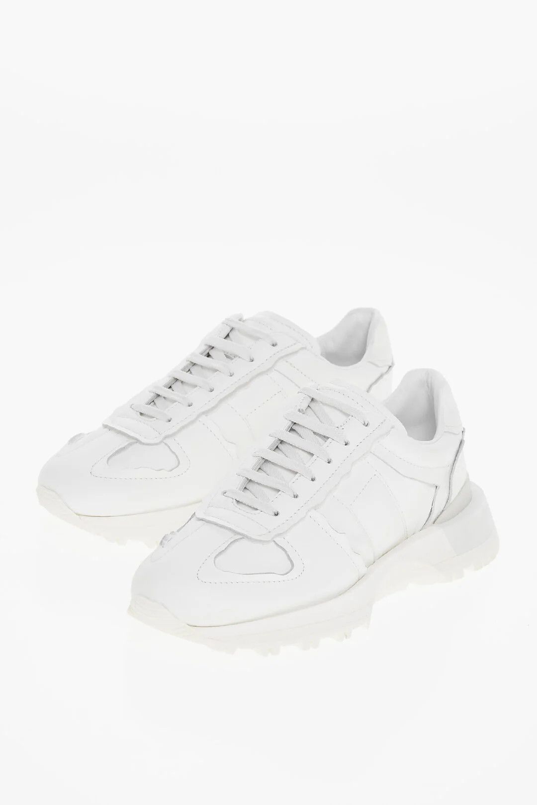 Maison Margiela og1mm0326 Leather Low-Top Sneakers in White Size US 9 / EU 42 - 2 Thumbnail