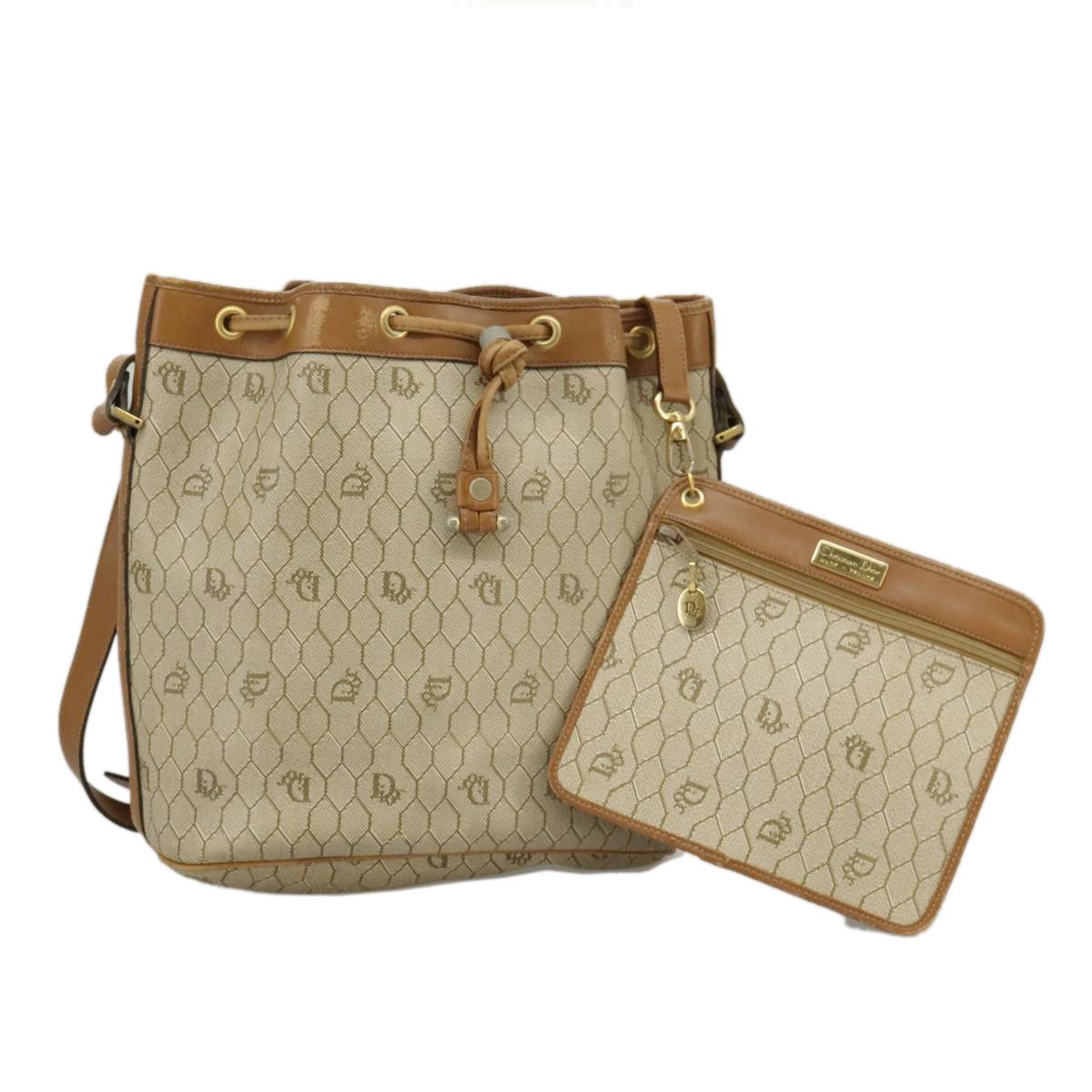 Dior Honeycomb Beige Canvas Shoulder Bag (Pre-Owned) Size ONE SIZE - 1 Thumbnail