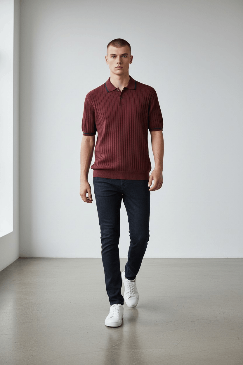 The Tie Bar The Tie Bar Chicago Ribbed Knit Polo-FASHIONELLA Size US M / EU 48-50 / 2 - 1 Thumbnail
