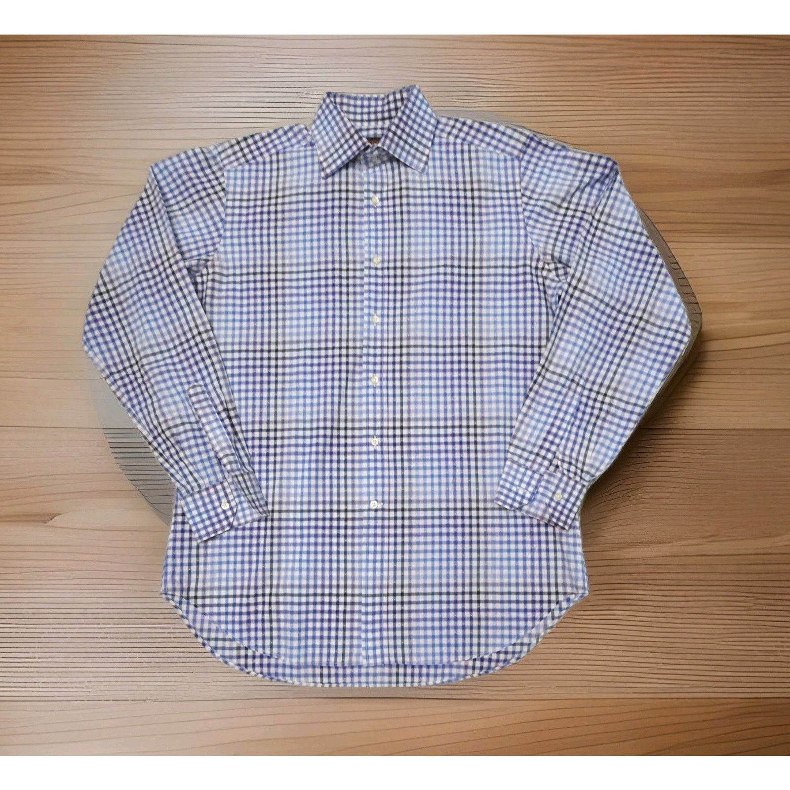 Etro ETRO MILANO Mens Shirt Button Up Blue Italy Check Size 41 Size US XS / EU 42 / 0 - 2 Thumbnail