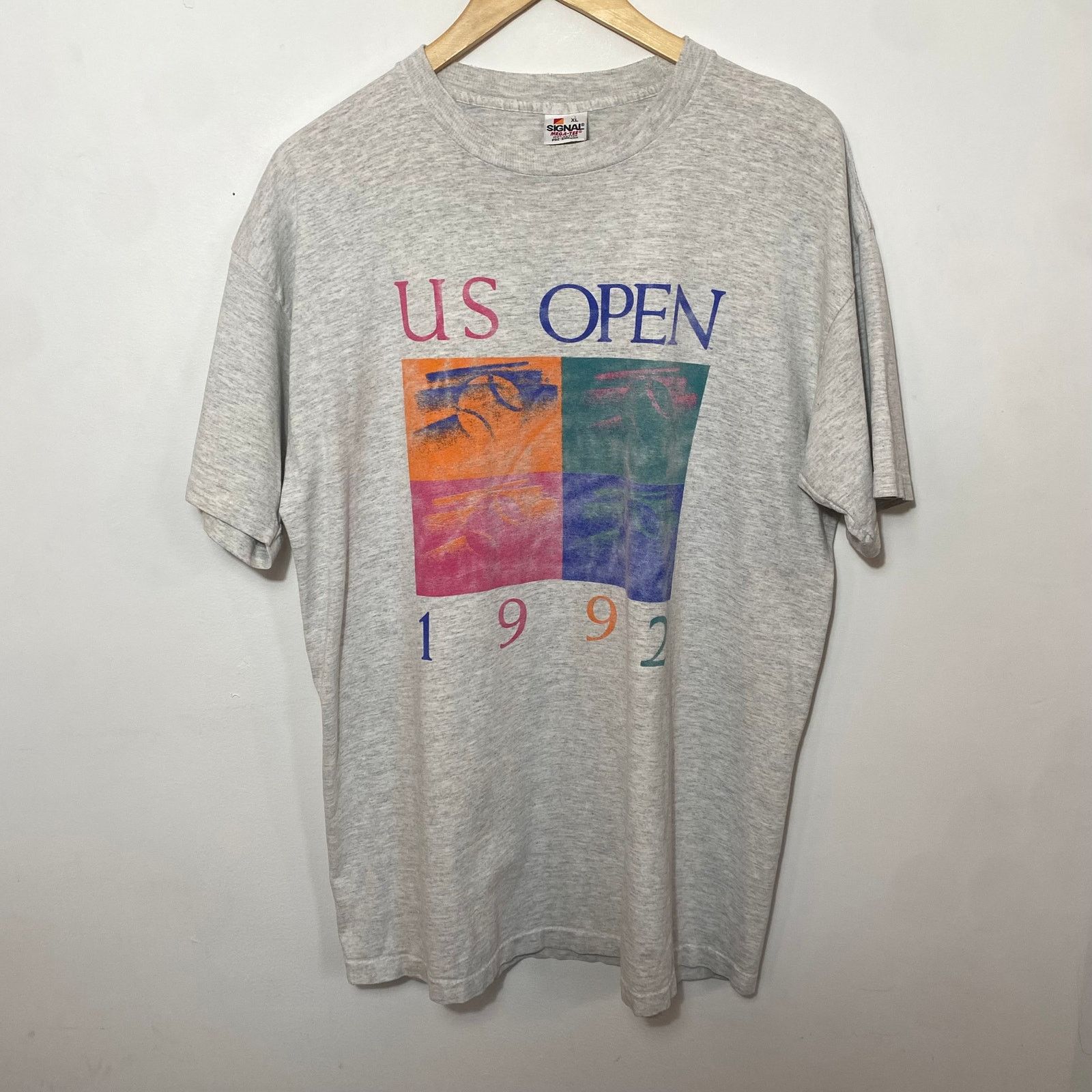 Vintage Heineken US Open Tennis John McEnroe Art Spell Out T-Shirt 