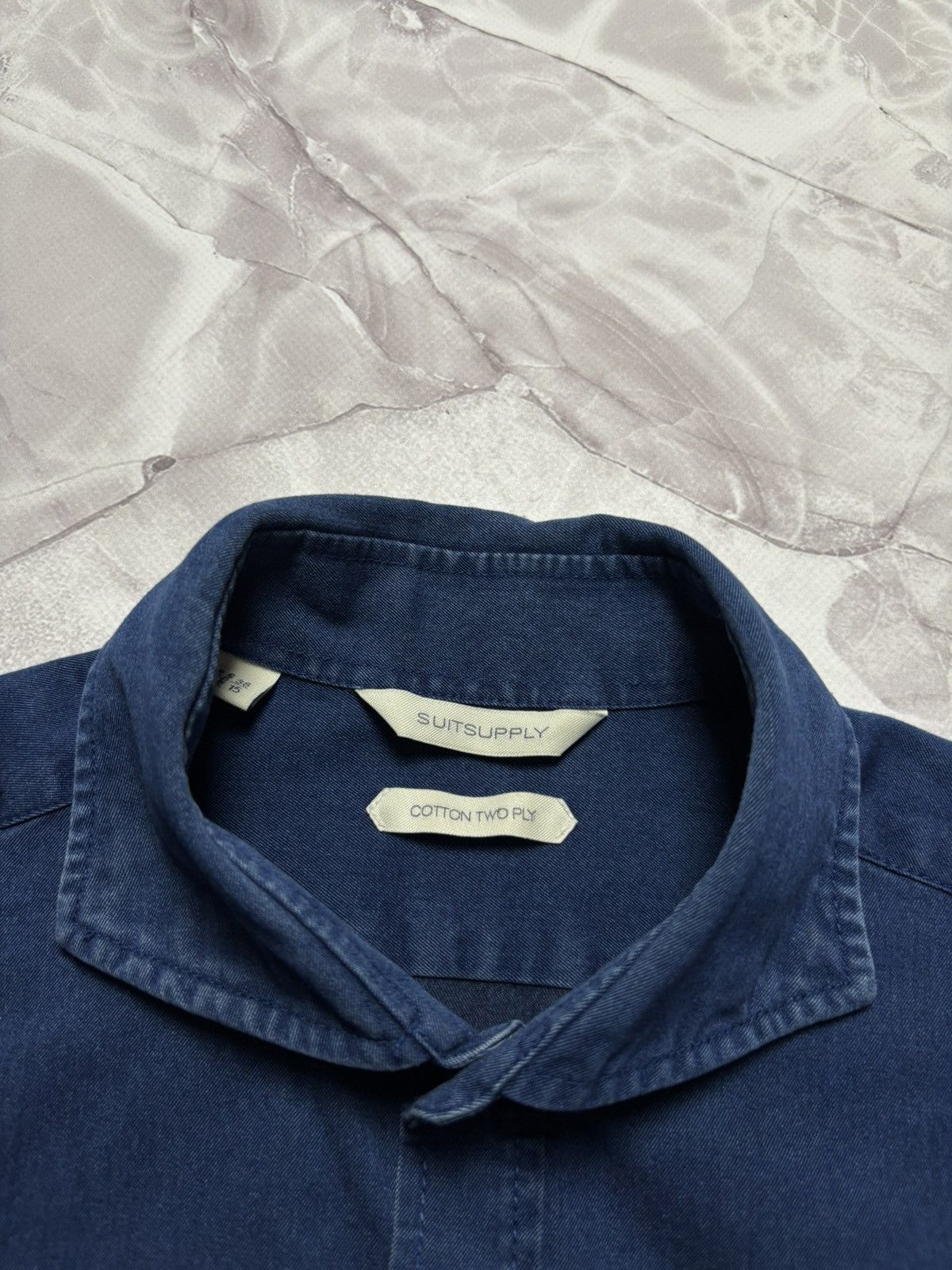 Designer Suitsupply Cotton Two Ply Shirt Blue Size S 38/15 Size US S / EU 44-46 / 1 - 8 Thumbnail