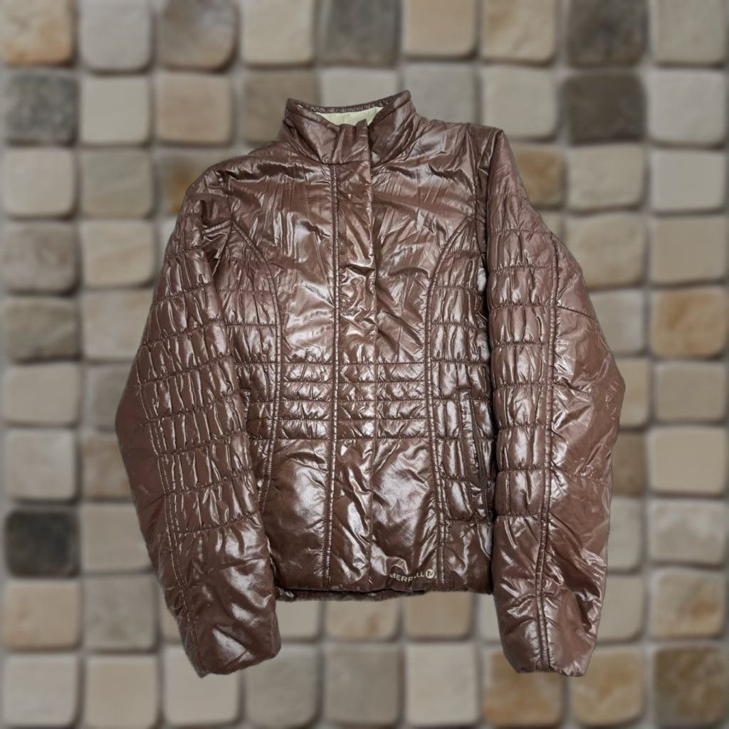 Merrell Merrell Puffer Jacket Womens Medium Brown Down Fill Full Zip Size M / US 6-8 / IT 42-44 - 1 Thumbnail