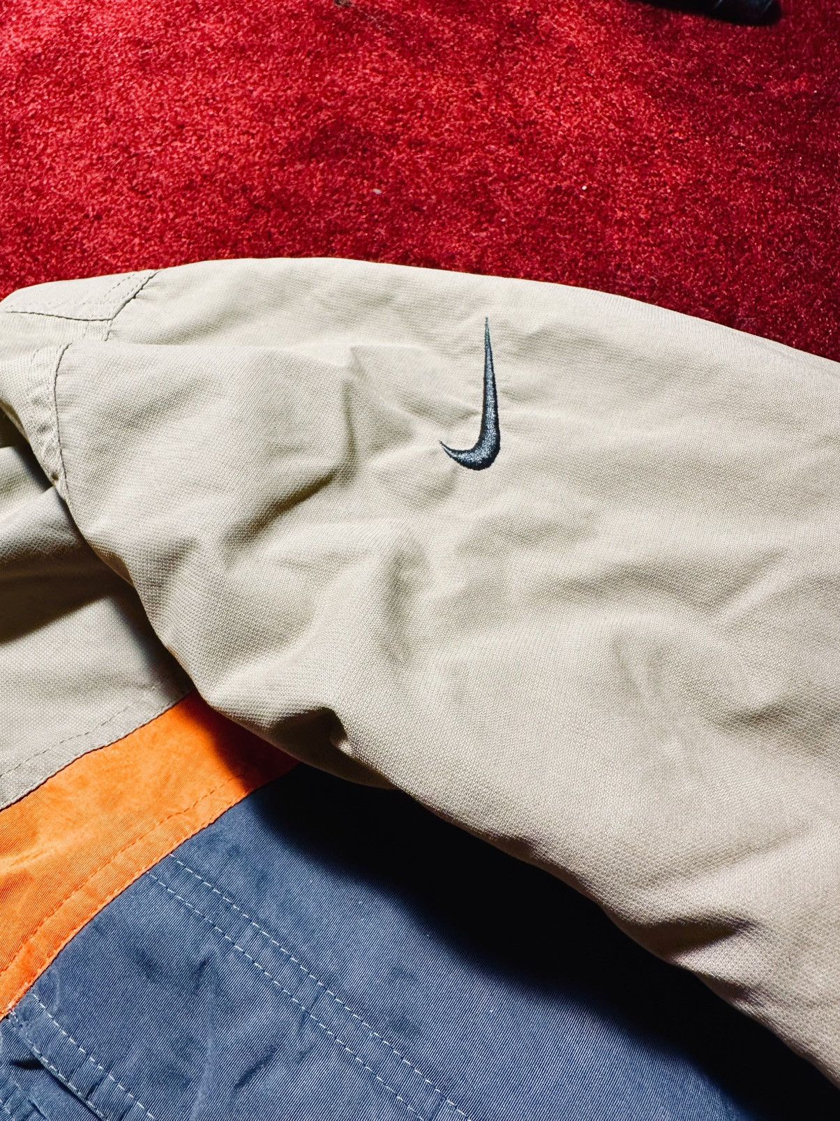 Nike × Vintage Vintage Y2K Nike Jacket Large windbreaker Coat Check Orange Size US L / EU 52-54 / 3 - 7 Thumbnail