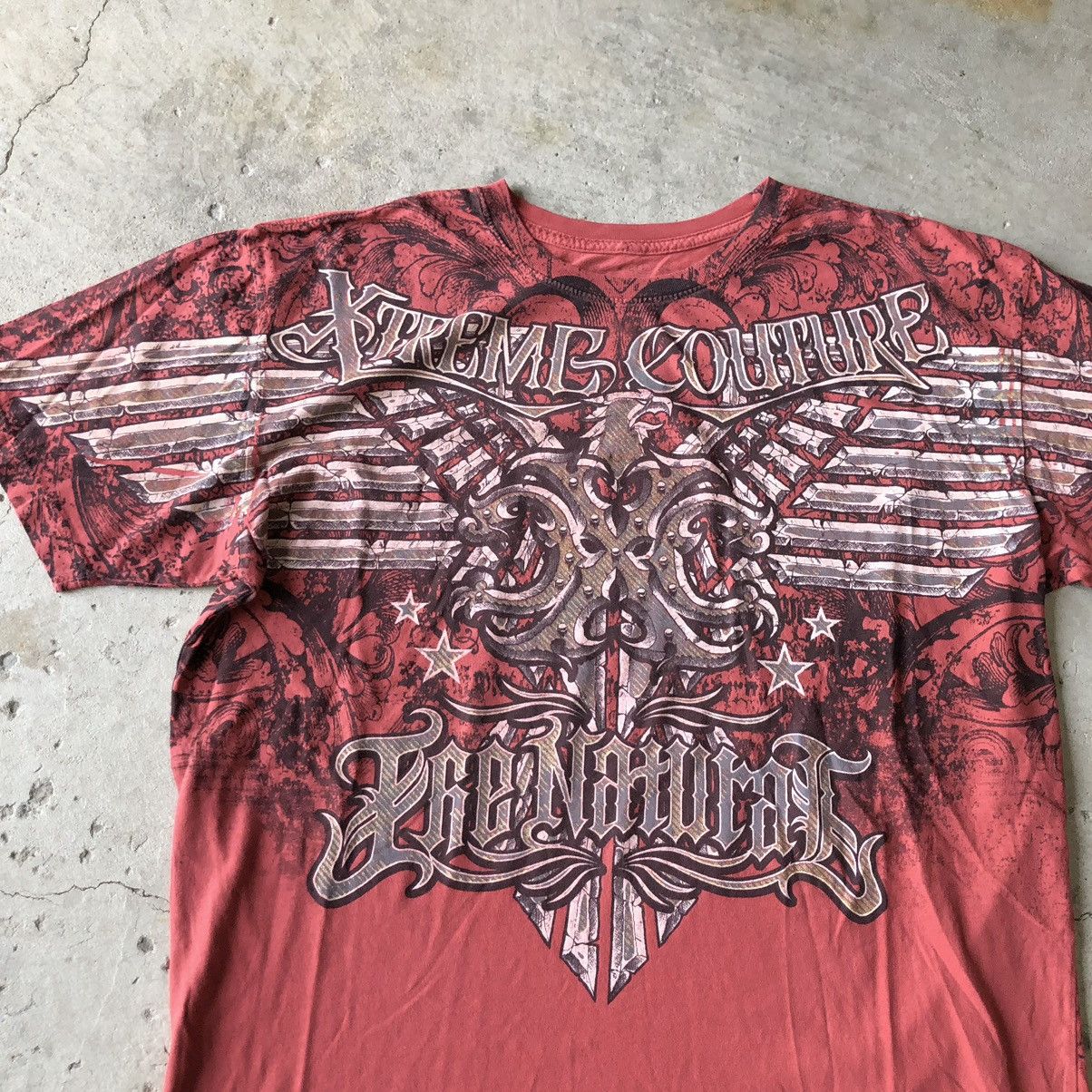 Affliction × Ed Hardy Xtreme Randy Couture MMA Elite Style Cyber Y2K T Shirt Size US XL / EU 56 / 4 - 2 Thumbnail
