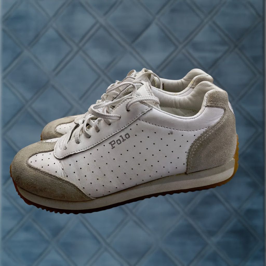 Polo Ralph Lauren Polo Ralph Lauren Suede Sneakers Womens 7.5 B White Gray Low top Retro Sneakers Mens Womens Size M / US 6-8 / IT 42-44 - 1 Thumbnail