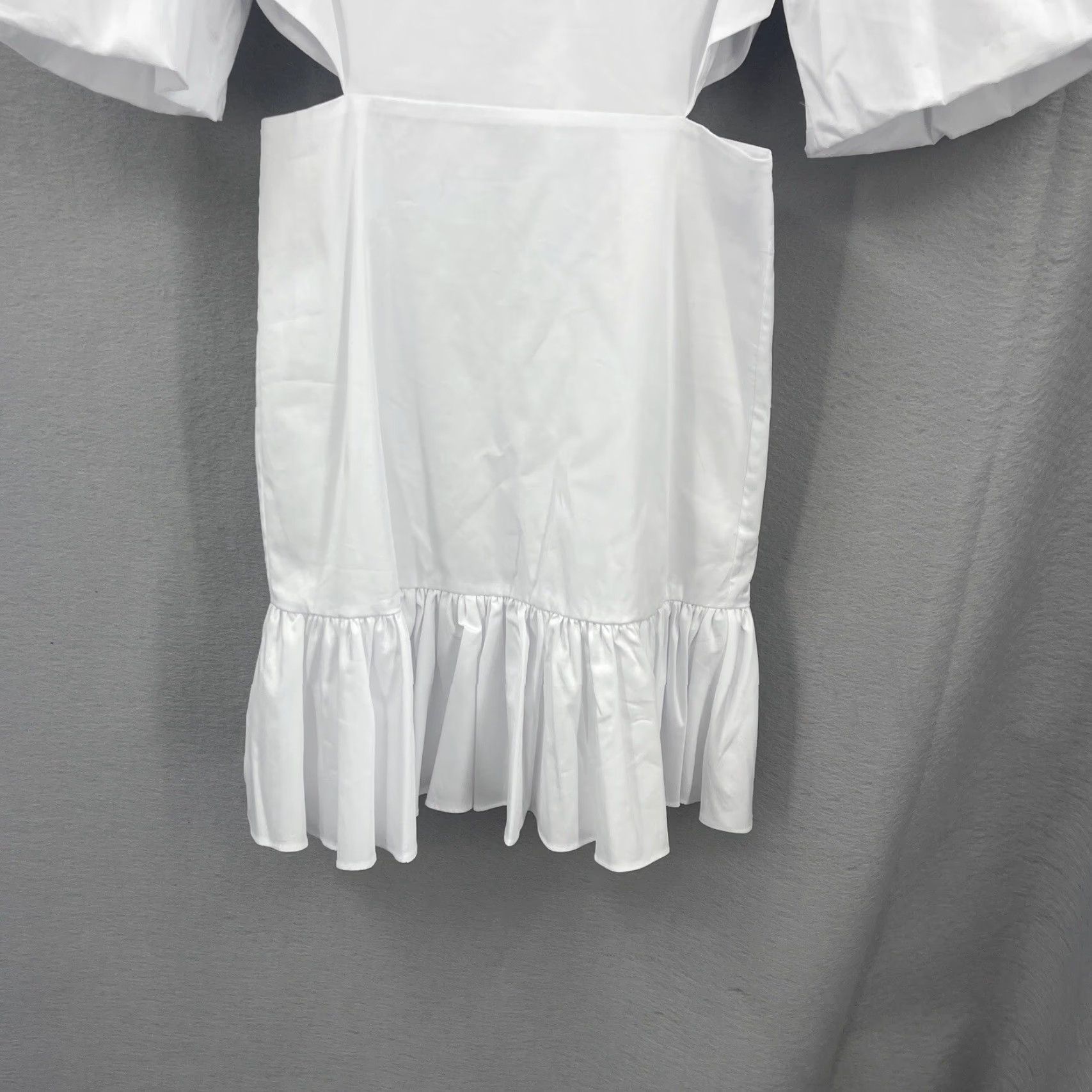 Veronica Beard VINTAGE Veronica Beard Dress Women Short Cotton Mini Cut Out Puff Sleeve Casual Spring Summer 0 White Size XS / US 0-2 / IT 36-38 - 3 Thumbnail