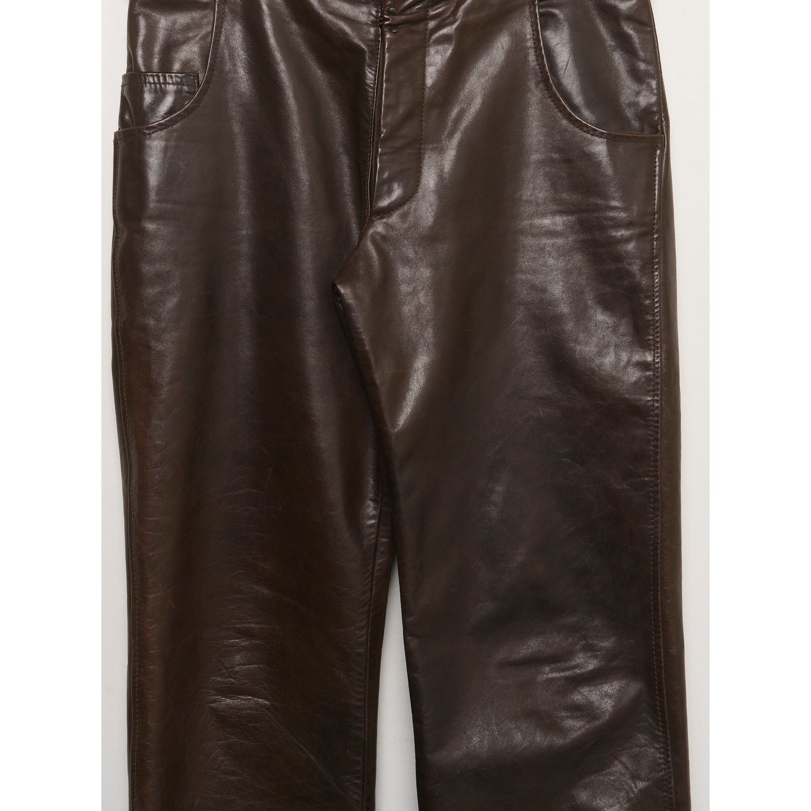 Maison Margiela Mcqueen Brown Leather Pants Size US 30 / EU 46 - 2 Thumbnail