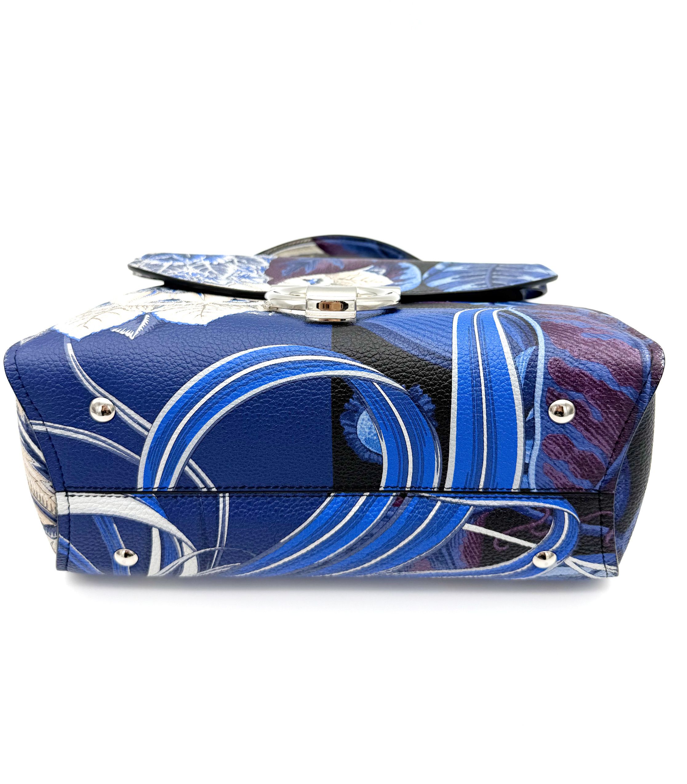 Salvatore Ferragamo Salvatore Ferragamo Floral Print Calfskin Flap Bag – Blue Size ONE SIZE - 3 Thumbnail