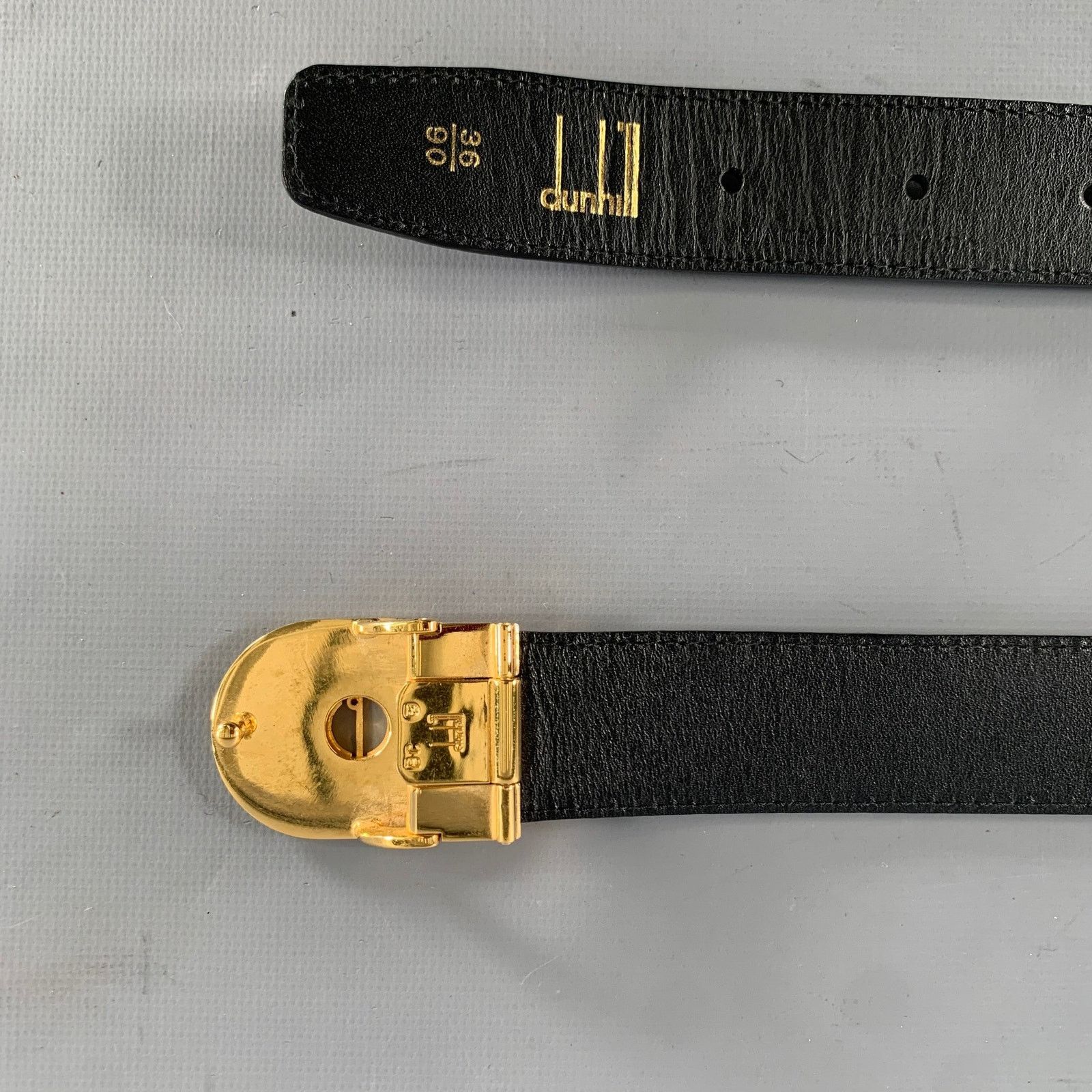 Other DUNHILL Size 36 Black Gold Leather Belt Size 36 - 6 Thumbnail