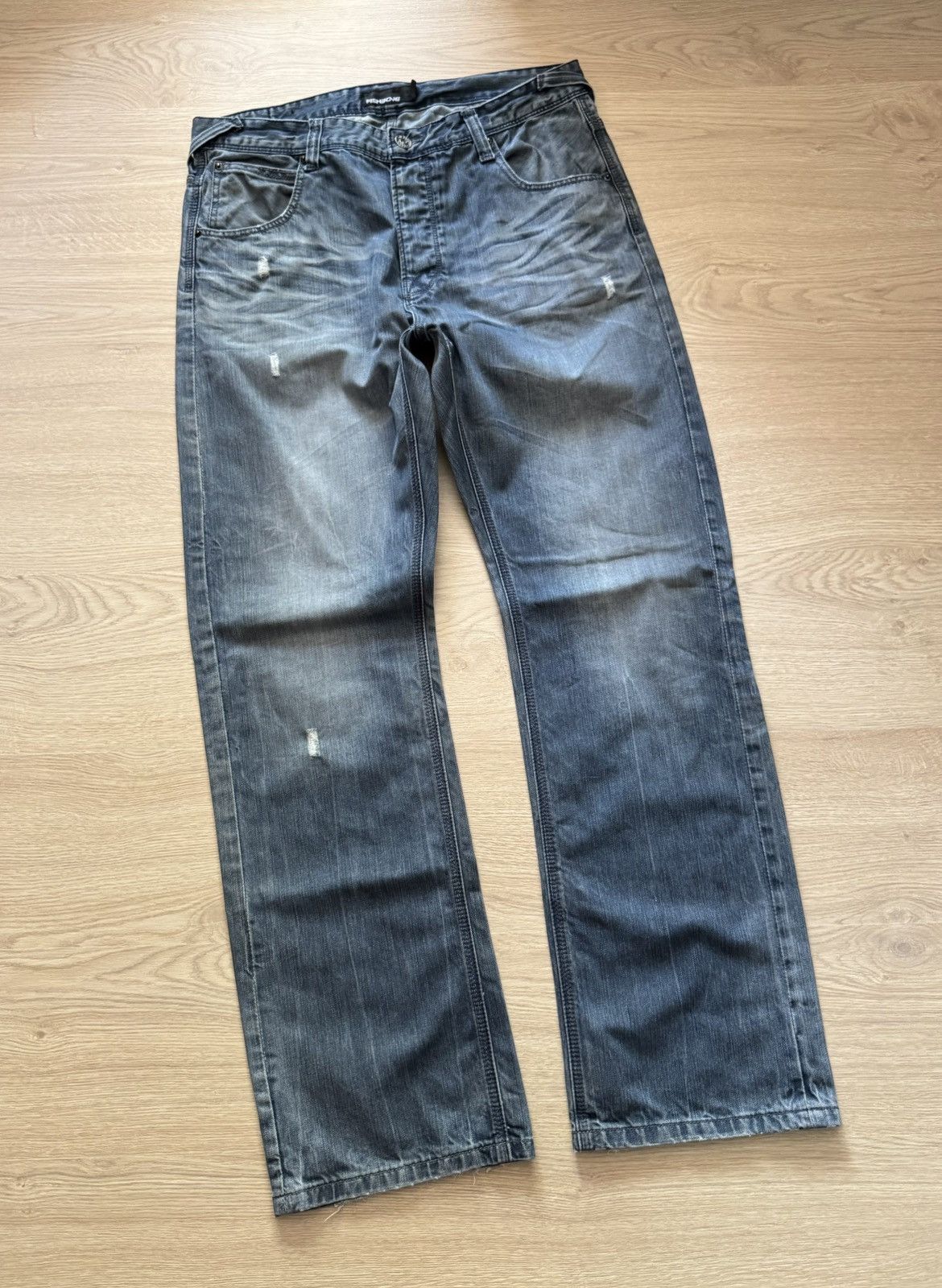 Vintage Vintage 00’s Fishbone y2k Blue Denim Distressed Baggy Pants Size US 36 / EU 52 - 1 Thumbnail