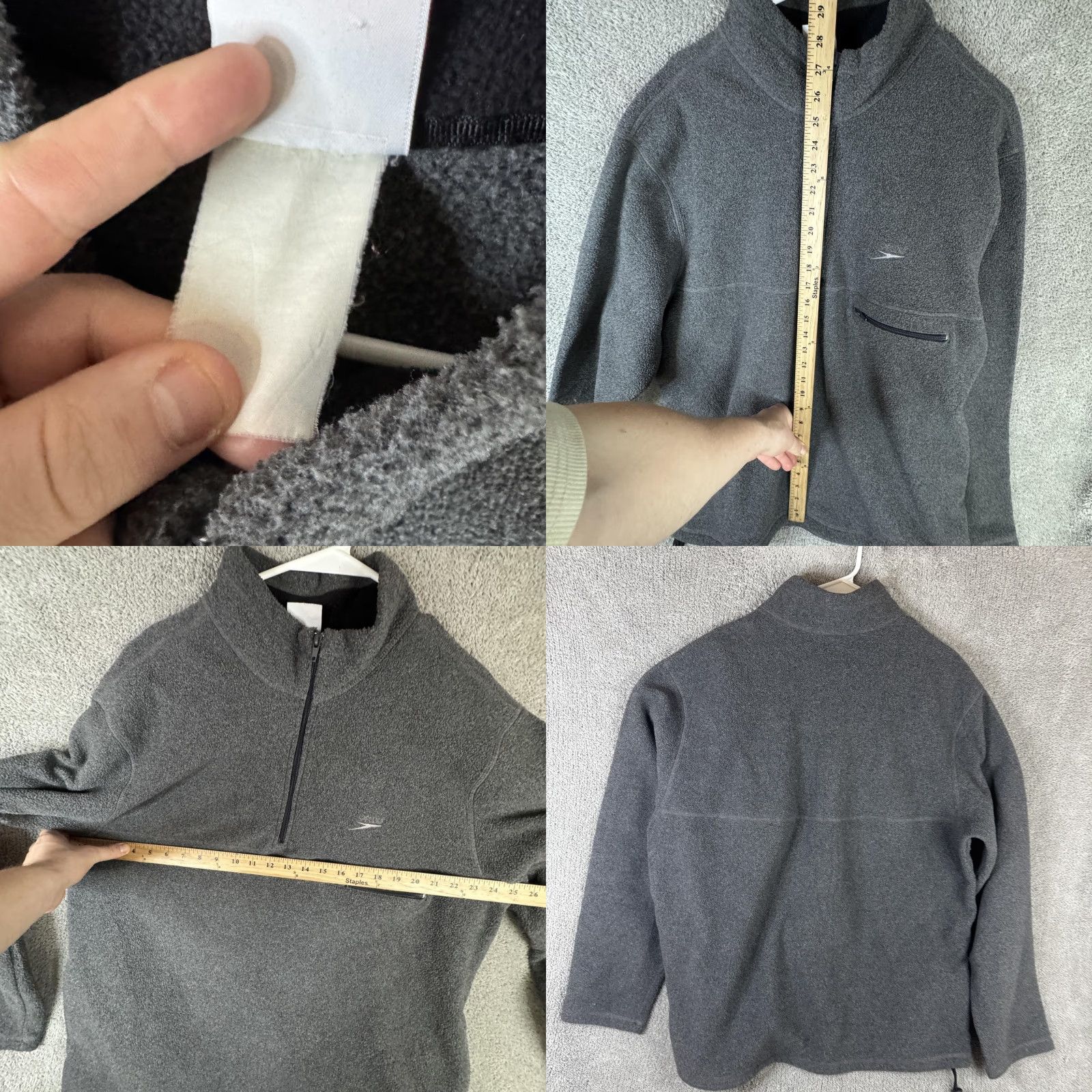 Speedo Speedo Jacket Mens XL Gray 1/4 Zip Fleece Collar Pocket Adjustable Hem Pullover Size US XL / EU 56 / 4 - 8 Thumbnail