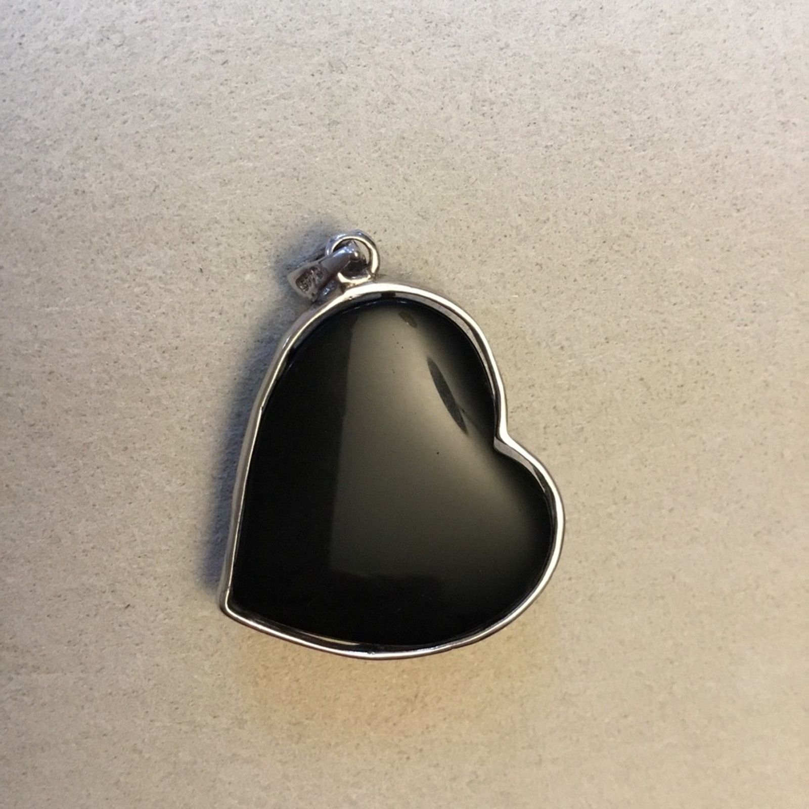 Other Sterling Silver Black Onyx Heart Pendant (925 Marked) Size ONE SIZE - 4 Thumbnail