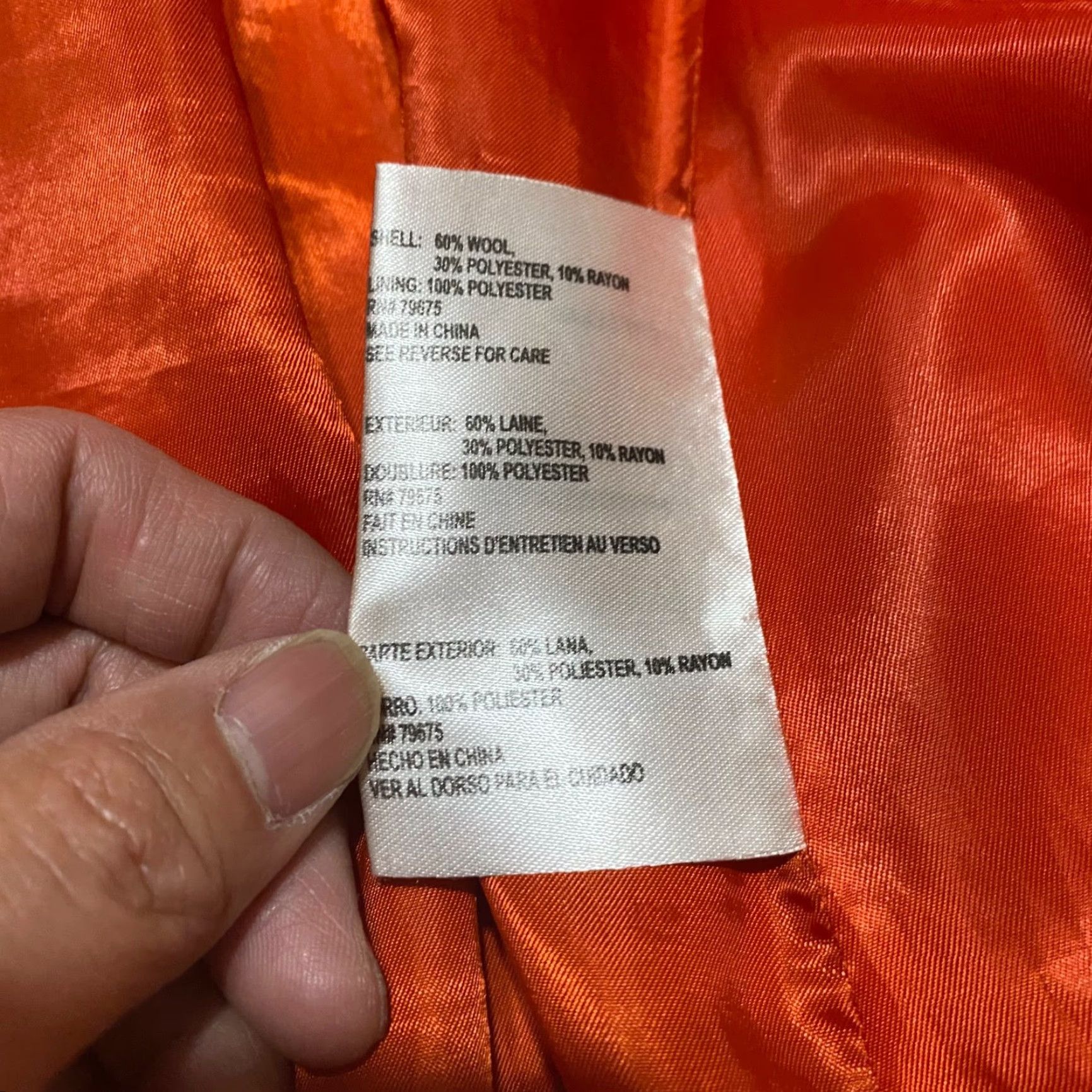 Michael Kors Michael Kors Womens Parka Coat Jacket Orange Wool Blend Full Zip Hooded Size L / US 10 / IT 46 - 7 Thumbnail