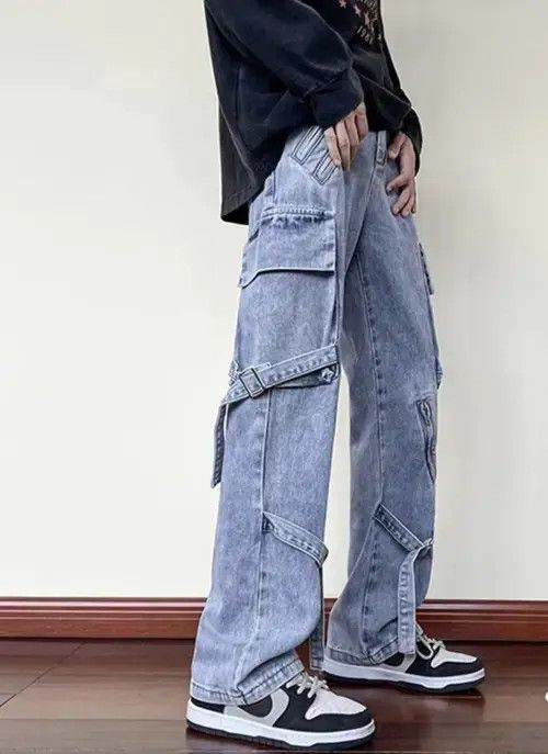 Designer Mens Blue Cargo Baggy Jeans Size US 32 / EU 48 - 3 Thumbnail