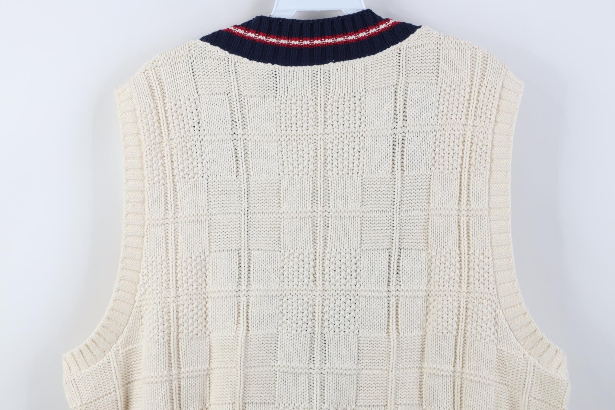 Lands' End Vintage 90s Lands End Cotton Checkered Knit Sweater Vest USA Size US L / EU 52-54 / 3 - 7 Thumbnail