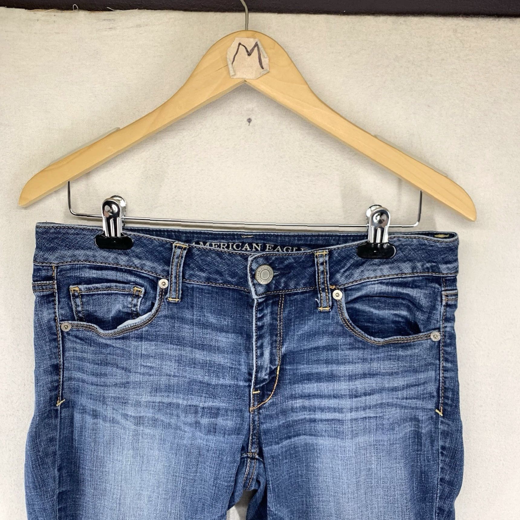 American Eagle Outfitters VINTAGE American Eagle Skinny Jeans Women’s Size 8 Regular Stretch Denim Blue 2014 Whiskers Size 30" / US 8 / IT 44 - 6 Thumbnail