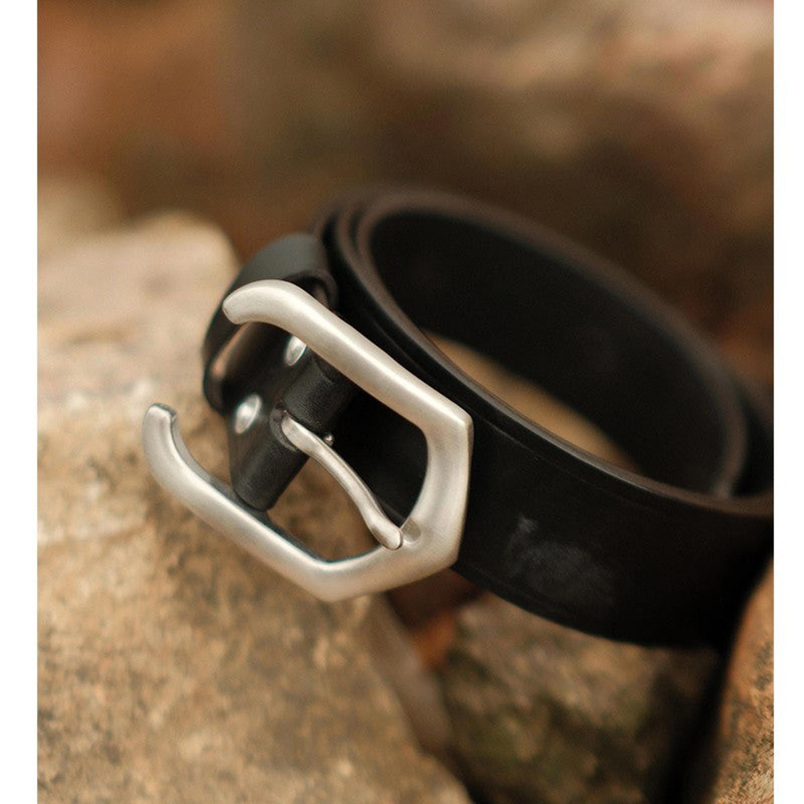 Japanese Brand Retro Veg-Tan Belt – Star Buckle, Frosted Cowhide Size ONE SIZE - 2 Thumbnail