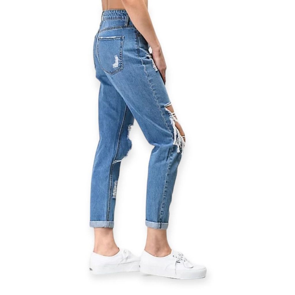 Empyre Empyre Easton Medium Wash Distressed Boyfriend Jeans Size 28" / US 6 / IT 42 - 3 Thumbnail