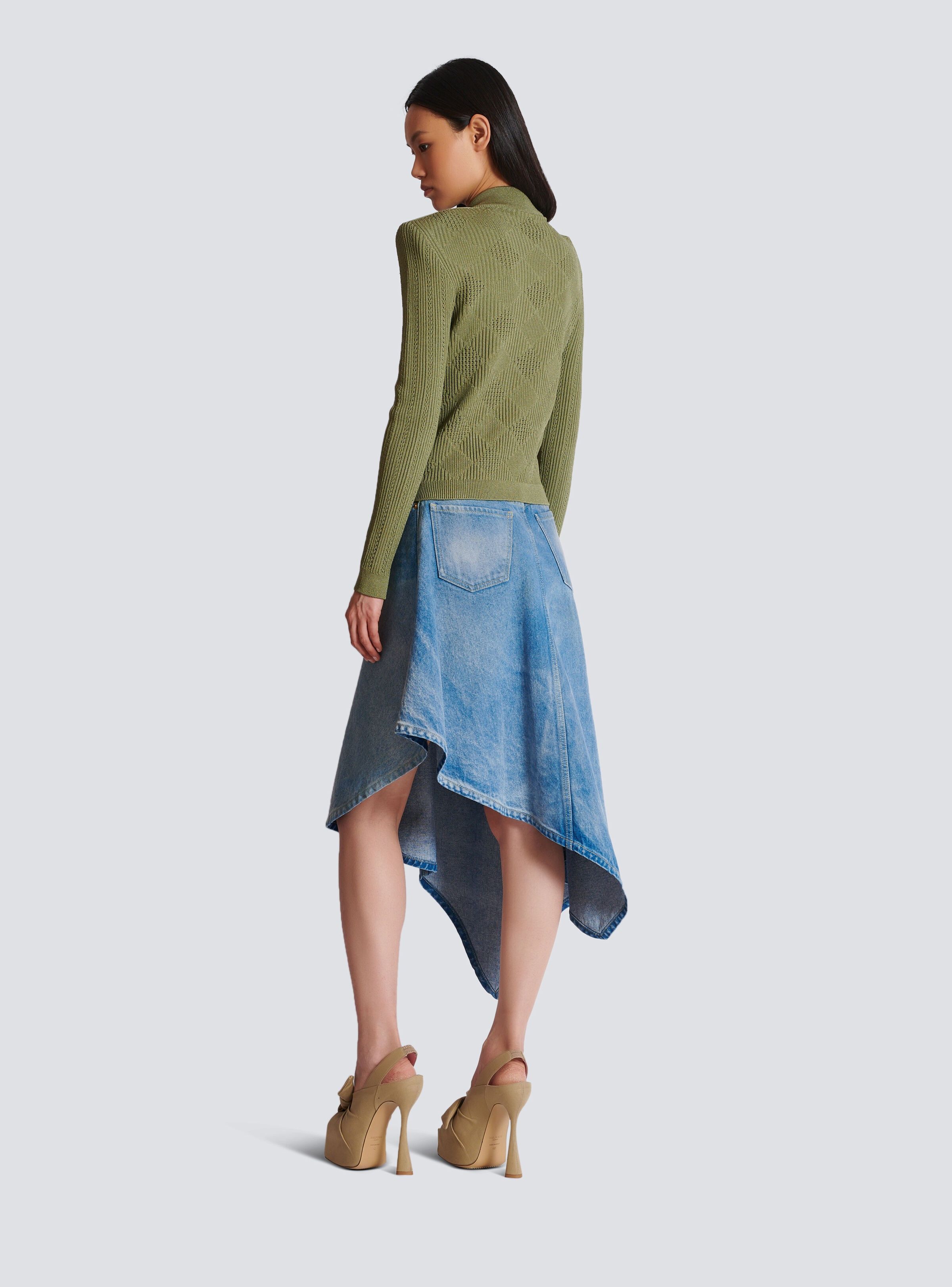 Balmain o1s1wg111025 Gingham Cardigan in Green Size M / US 6-8 / IT 42-44 - 4 Thumbnail