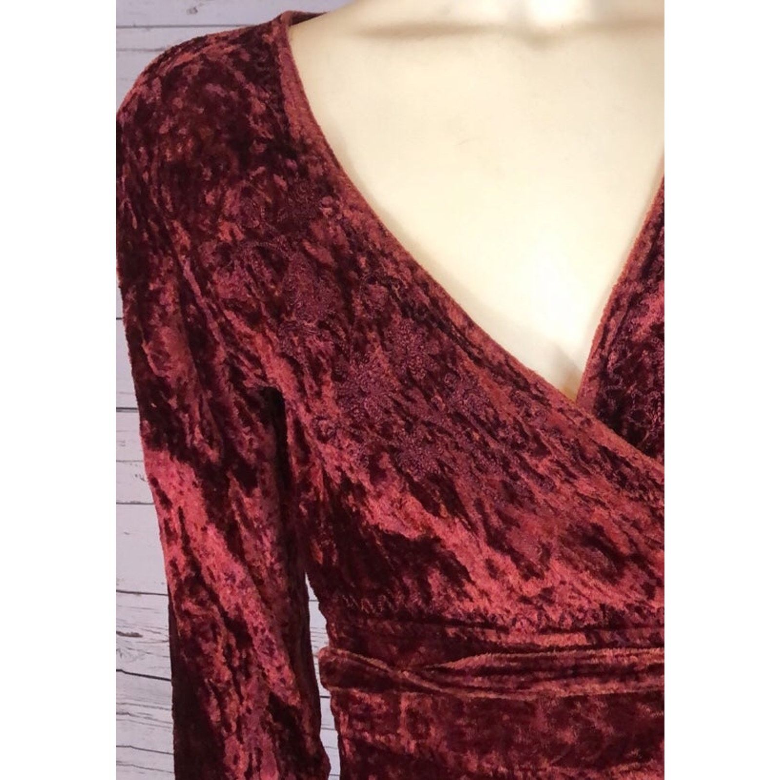 Vintage Vtg Kaush Collections Crushed Velvet wrap high low top med Size M / US 6-8 / IT 42-44 - 6 Thumbnail
