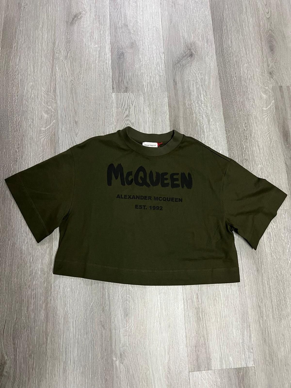 Alexander McQueen CC000024 Mcqueen Graffiti T-Shirt in Tundra/Black Size M / US 6-8 / IT 42-44 - 1 Thumbnail