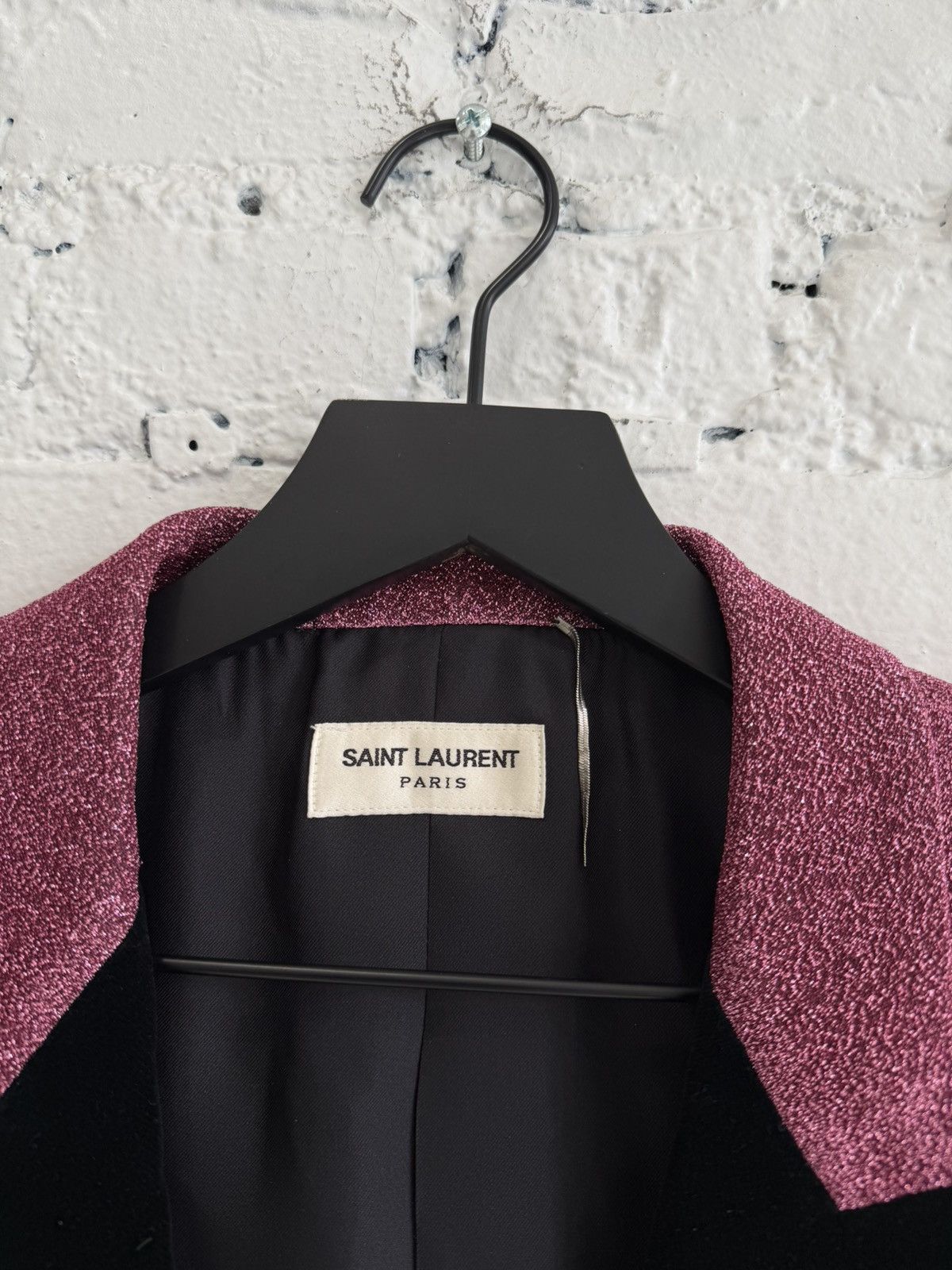 Saint Laurent Paris F/W 2014 SAINT LAURENT PINK GLITTER BLAZER Size 50L - 3 Thumbnail