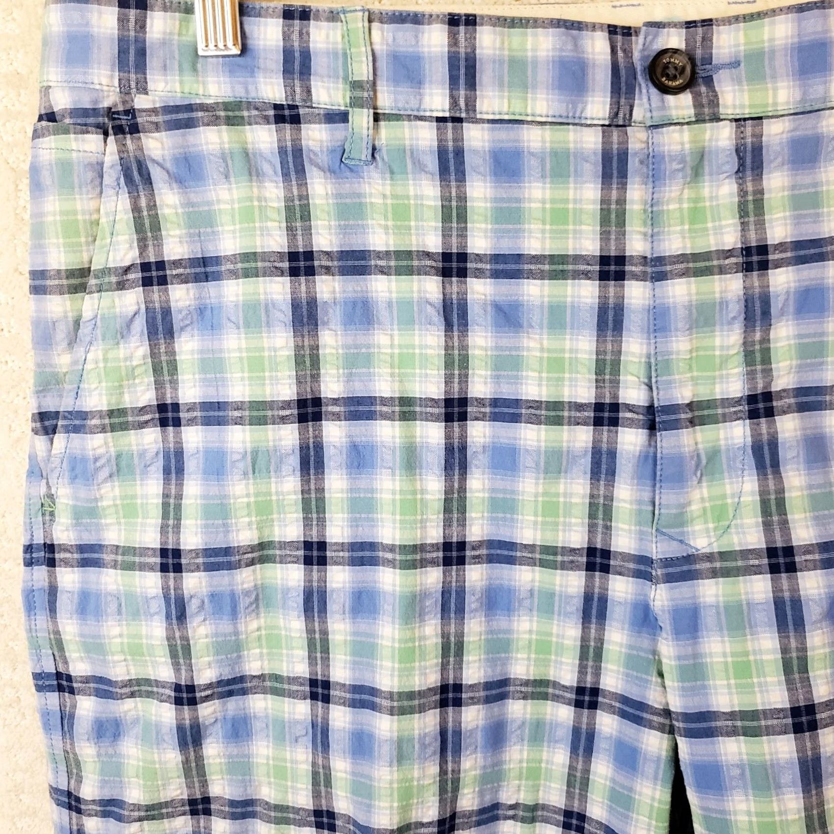Tommy Bahama Tommy Bahama Men's Bermuda Shorts Blue Plaid 38" Inseam 9" Cotton Spandex Flat Front Pockets Beach Outdoor Preppy Size US 38 / EU 54 - 2 Thumbnail