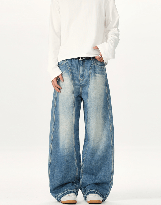 Japanese Brand × Jean Light blue washed distressed baggy jeans Size US 32 / EU 48 - 2 Thumbnail