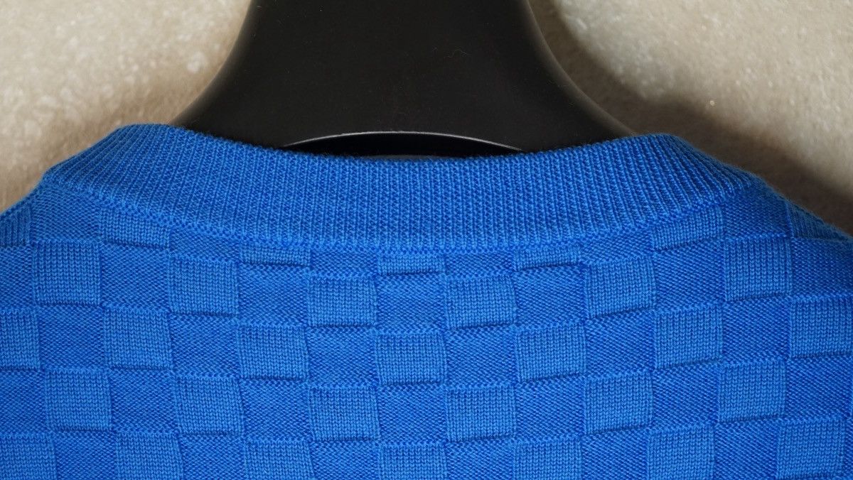 Louis Vuitton Louis Vuitton Damier Checker Blue Wool Sweater Size S Size US S / EU 44-46 / 1 - 7 Thumbnail