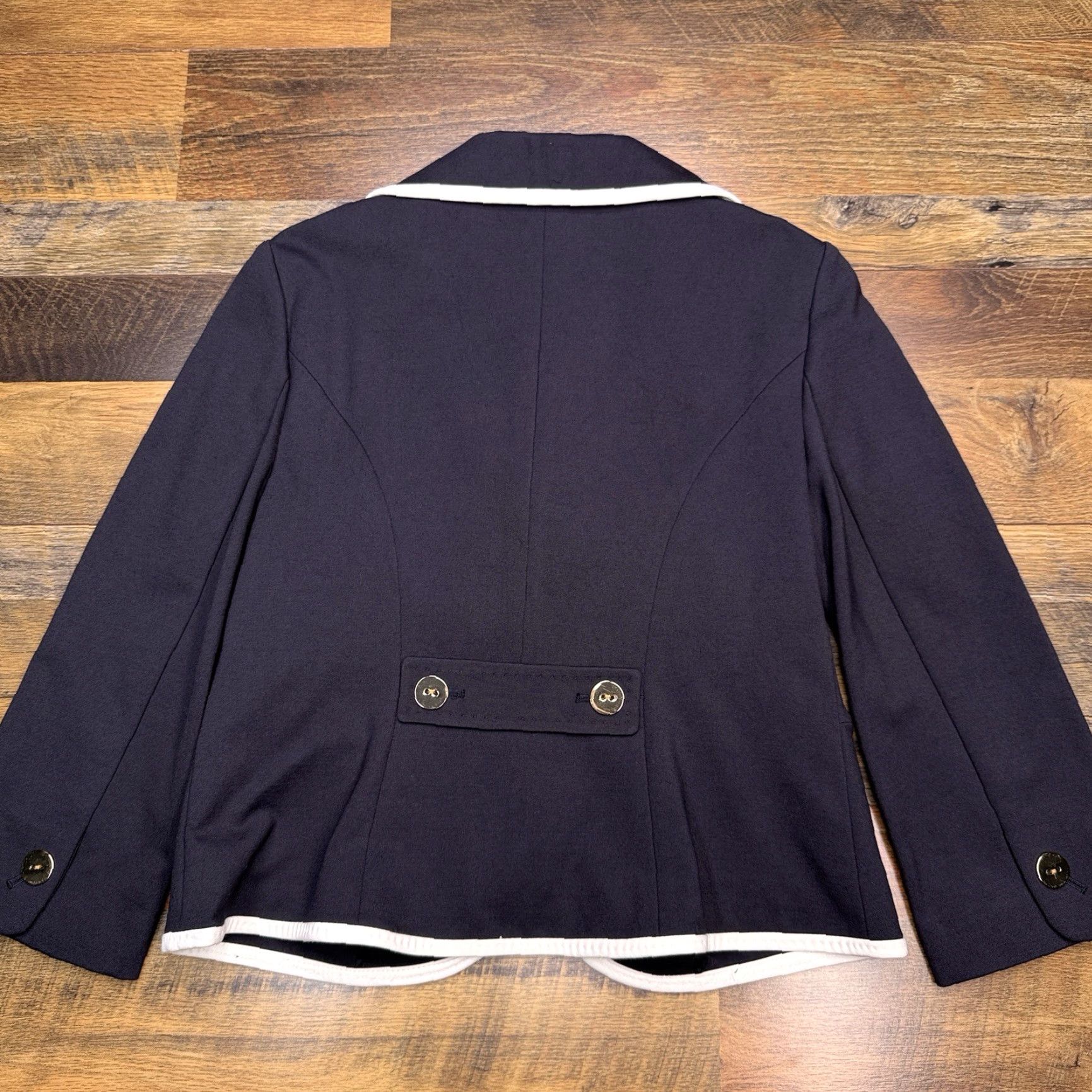 Ann Taylor Ann Taylor Blazer Womens 8 Navy Blue Gold Buttons Stretch New Size M / US 6-8 / IT 42-44 - 2 Thumbnail