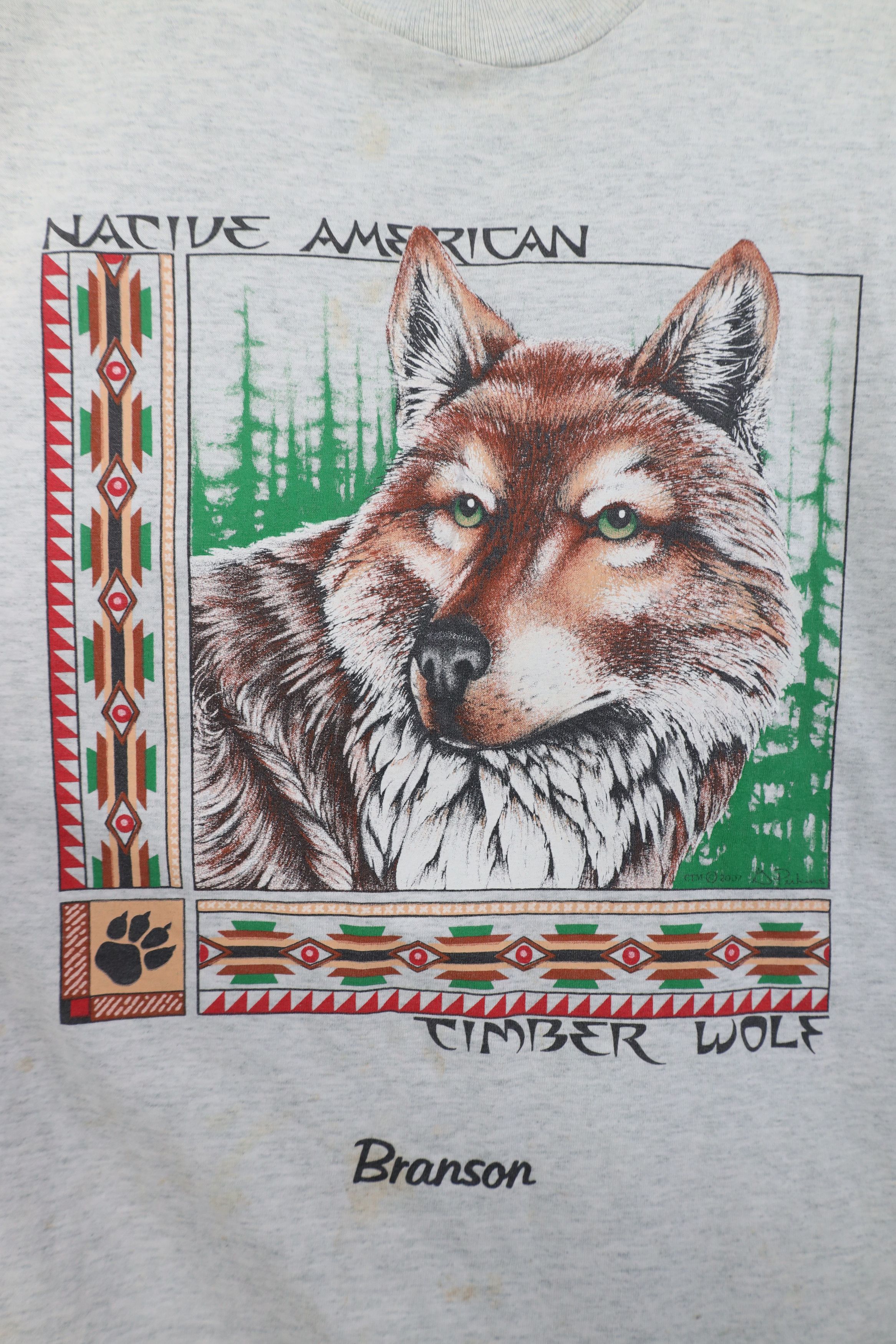 Vintage Vintage 90s Native American Timber Wolf Branson T-Shirt USA Size US M / EU 48-50 / 2 - 4 Thumbnail