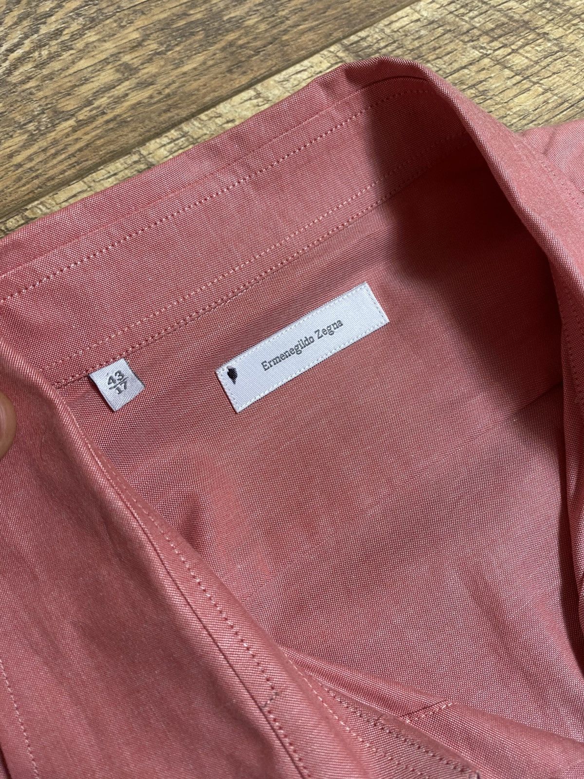 Ermenegildo Zegna Ermenegildo Zegna Luxury Dress Shirt Men's Coral Pink Cotton Size US XL / EU 56 / 4 - 2 Thumbnail