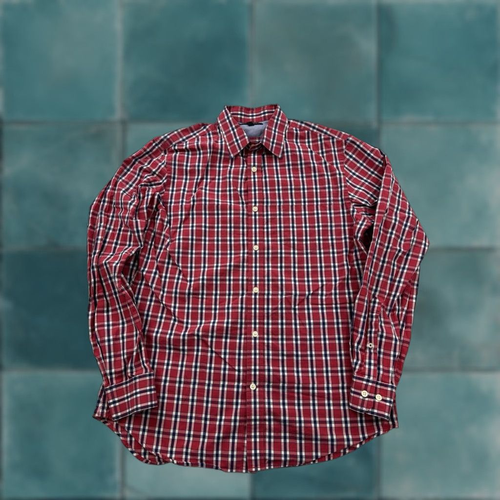 Banana Republic Banana Republic Shirt Mens Large Red Plaid Button Up Cotton Long Sleeve Casual Casual Mens L Red Button-Up Shirt Size US L / EU 52-54 / 3 - 1 Thumbnail