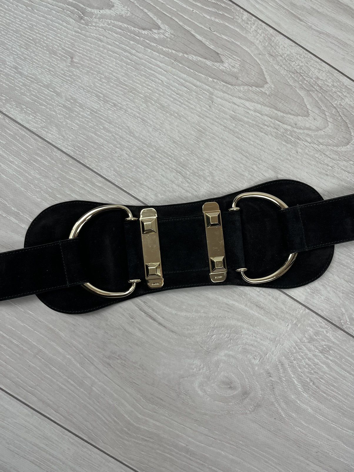 Gucci Gucci Tom Ford Black Suede Big Buckle Waist Belt Size ONE SIZE - 13 Thumbnail