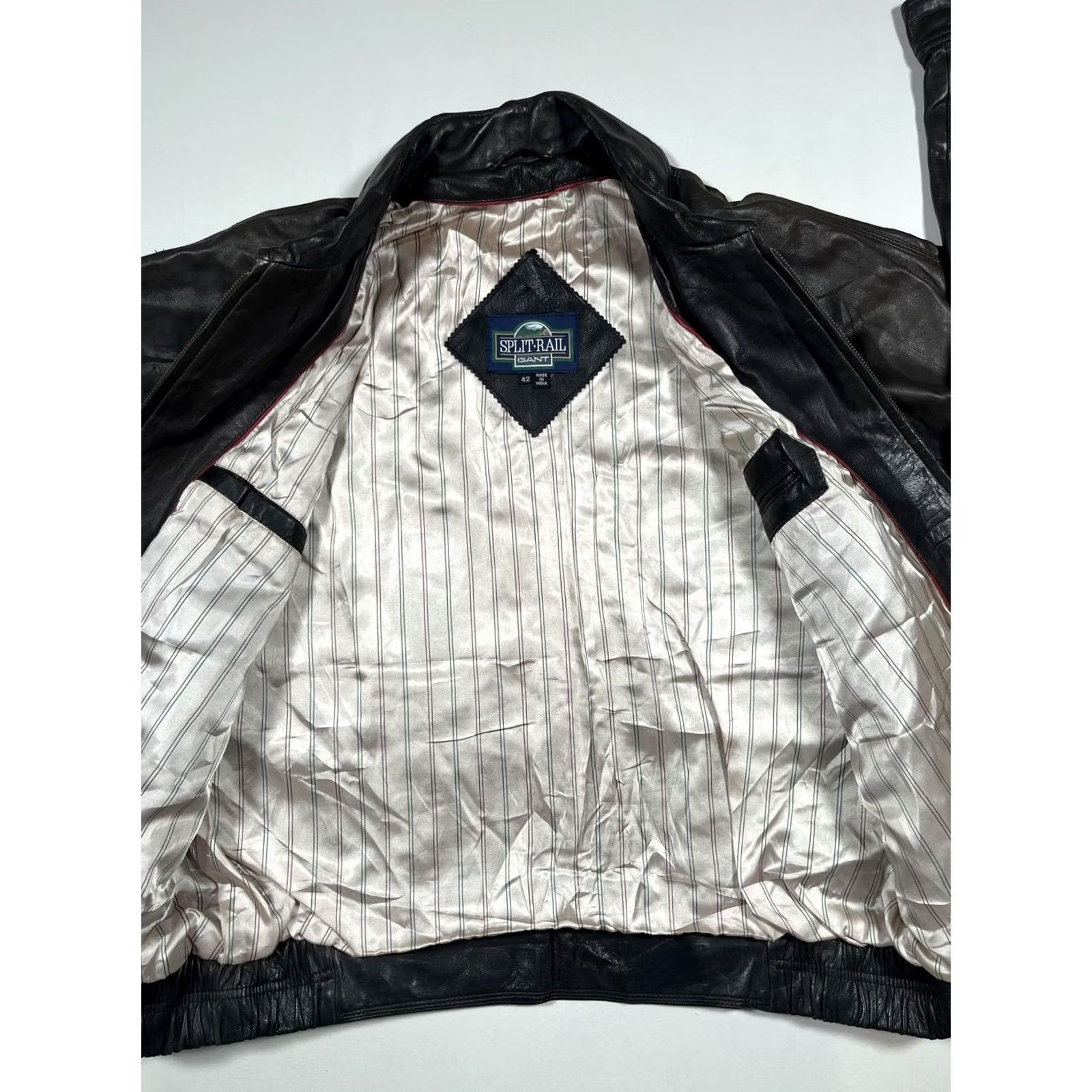 Gant GANT Jacket Mens 42 Brown Leather Bomber Full Zip Lined Pockets Split-Rail Size US XS / EU 42 / 0 - 6 Thumbnail