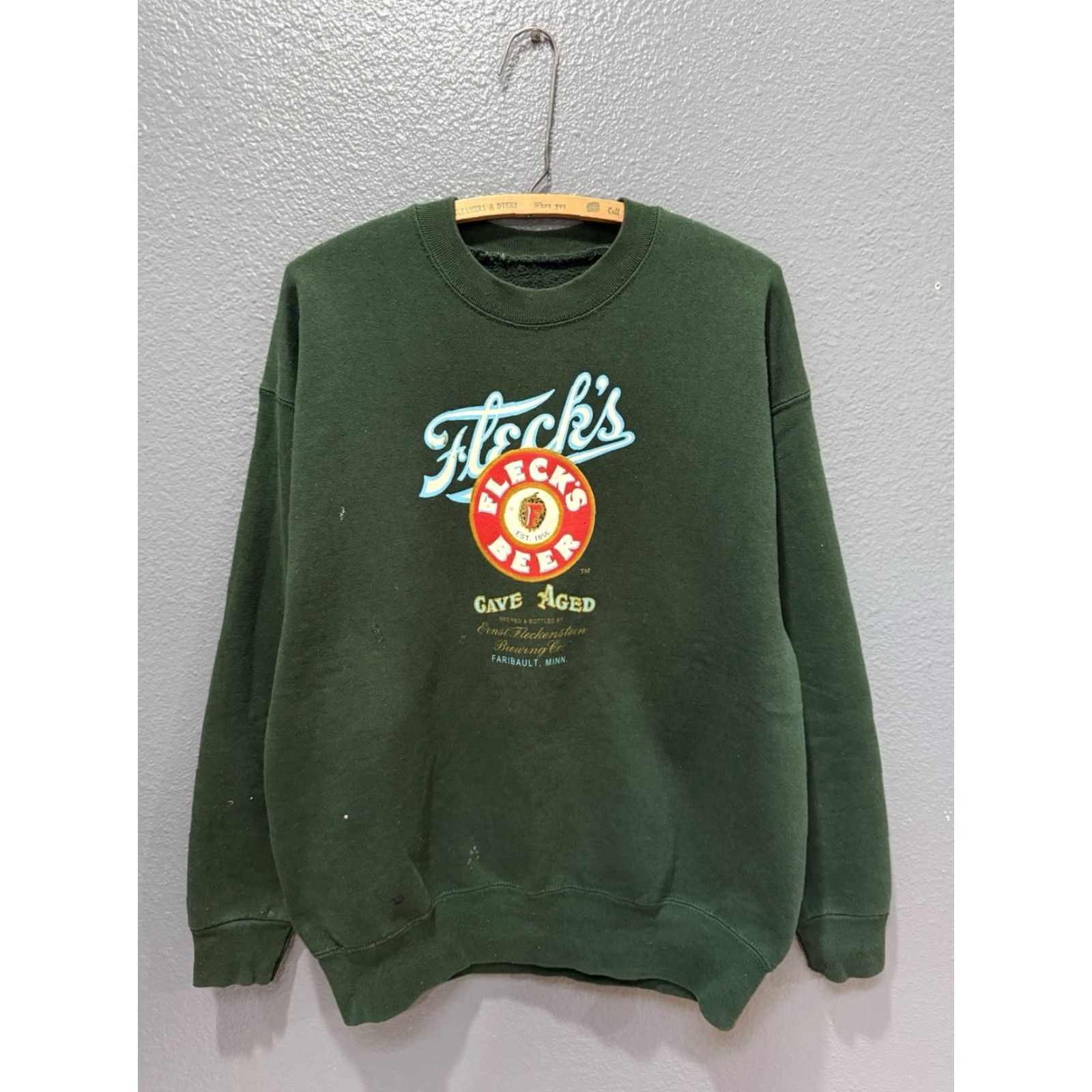 Vintage VINTAGE Flecks Beer Sweatshirt Green 90s Mens M Cotton Pullover Sweatshirt Mid USA Size US M / EU 48-50 / 2 - 3 Thumbnail