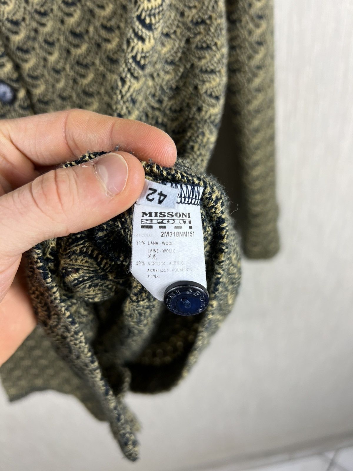 Missoni Vintage 90s Missoni Sport wool knit button up shirt pattern Size M / US 6-8 / IT 42-44 - 16 Thumbnail
