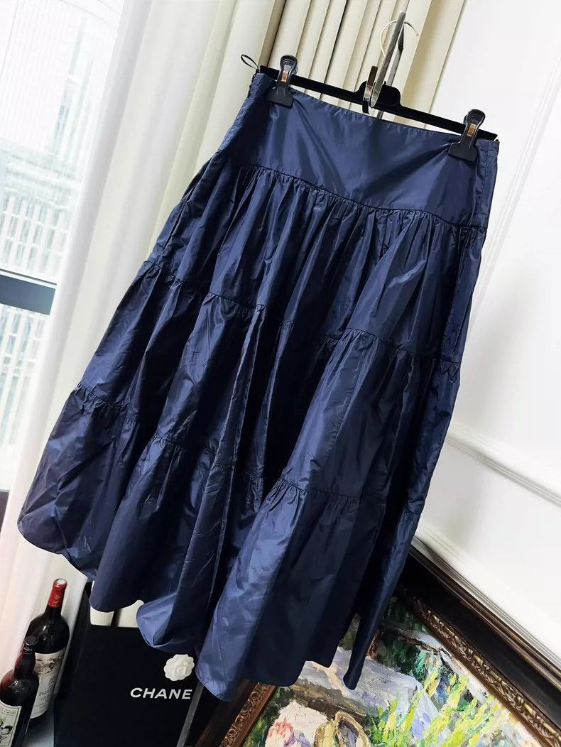 Dior Dior Deep Blue Silk Tiered Midi Skirt-2506 Size 39" - 2 Thumbnail