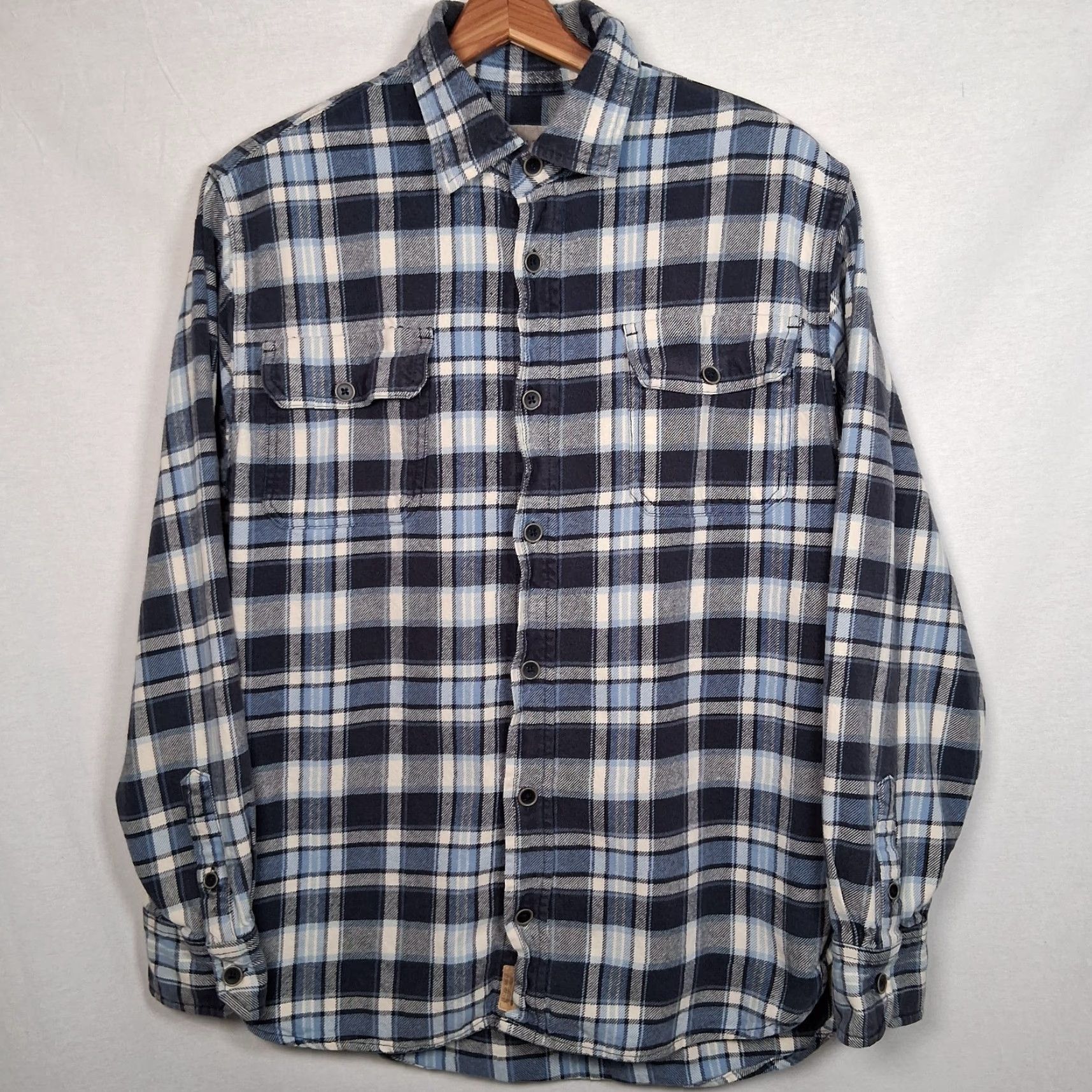 Vintage VINTAGE Jachs Heavyweight Flannel Shirt Men Medium Blue Plaid Button Up Workwear Size US M / EU 48-50 / 2 - 2 Thumbnail