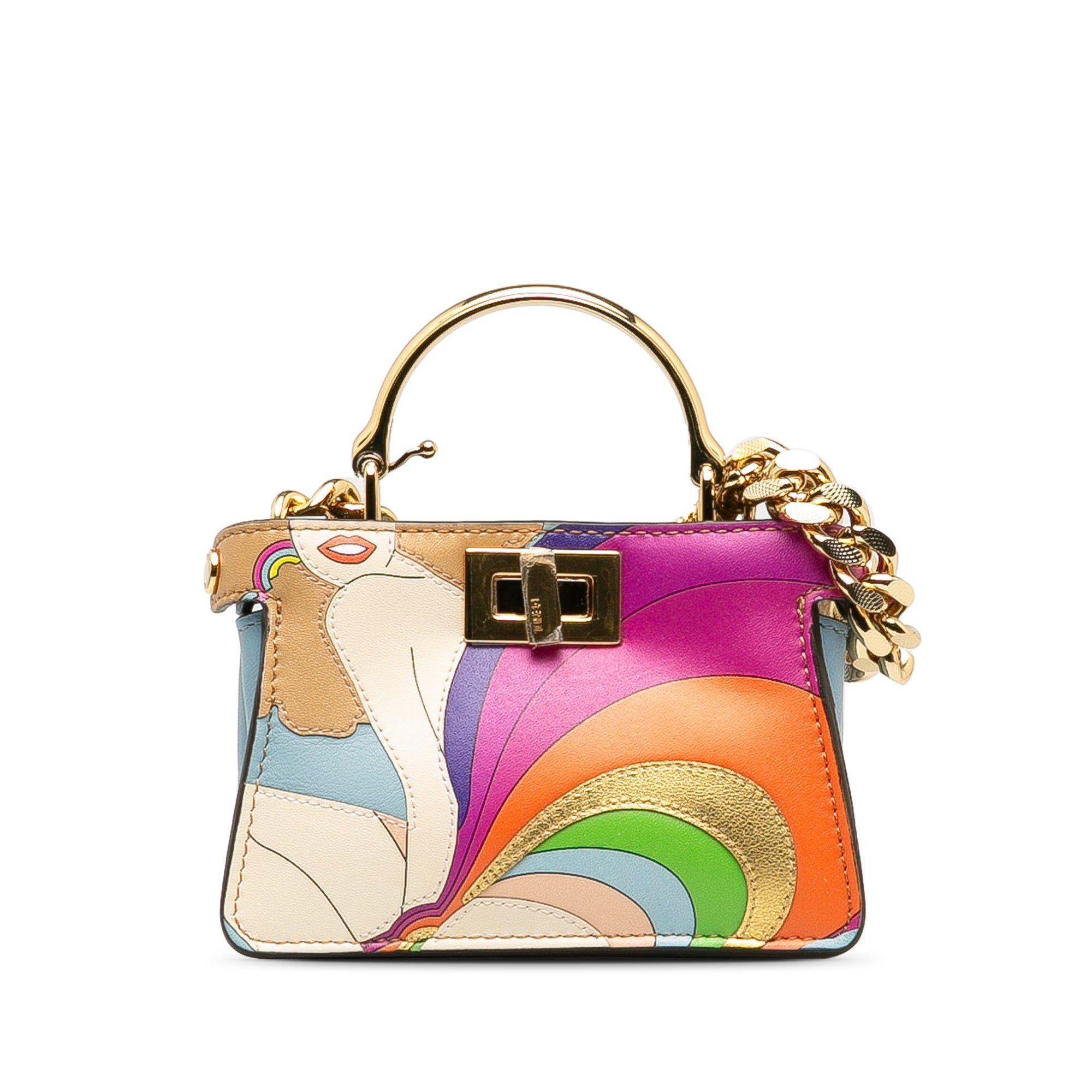 Fendi Fendi Nano Rainbow Inlay Peekaboo Satchel Blue Size ONE SIZE - 1 Thumbnail