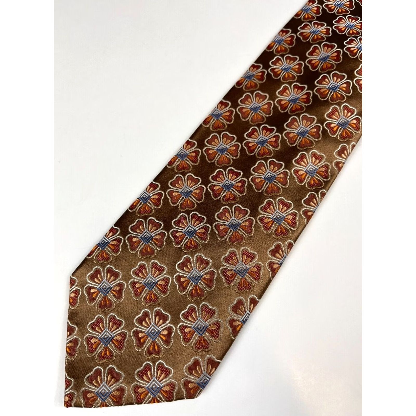 Ermenegildo Zegna VINTAGE Ermenegildo Zegna Silk Tie Floral Men’s Designer Wide 59" Copper Silk Made in Italy Size ONE SIZE - 5 Thumbnail