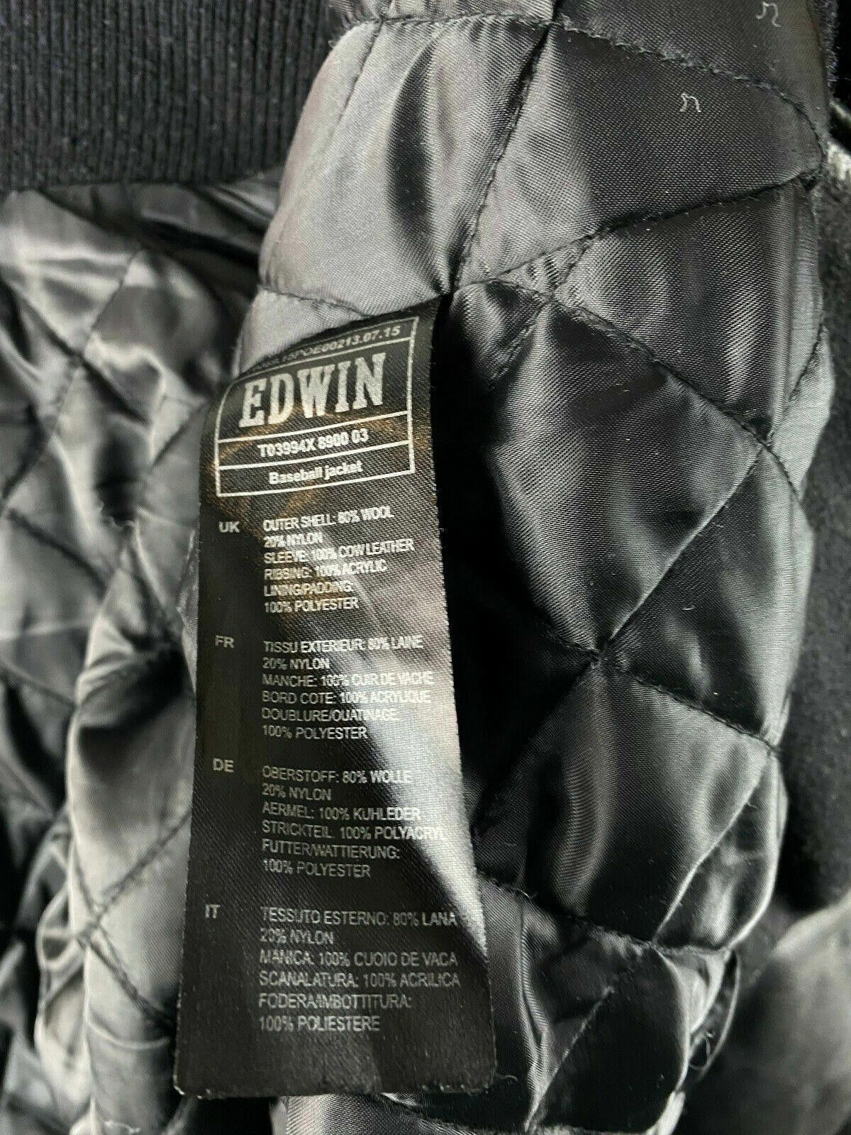 Edwin Edwin Baseball Jacket Black Wool Leather Sleeves Size XL Size US XL / EU 56 / 4 - 11 Thumbnail