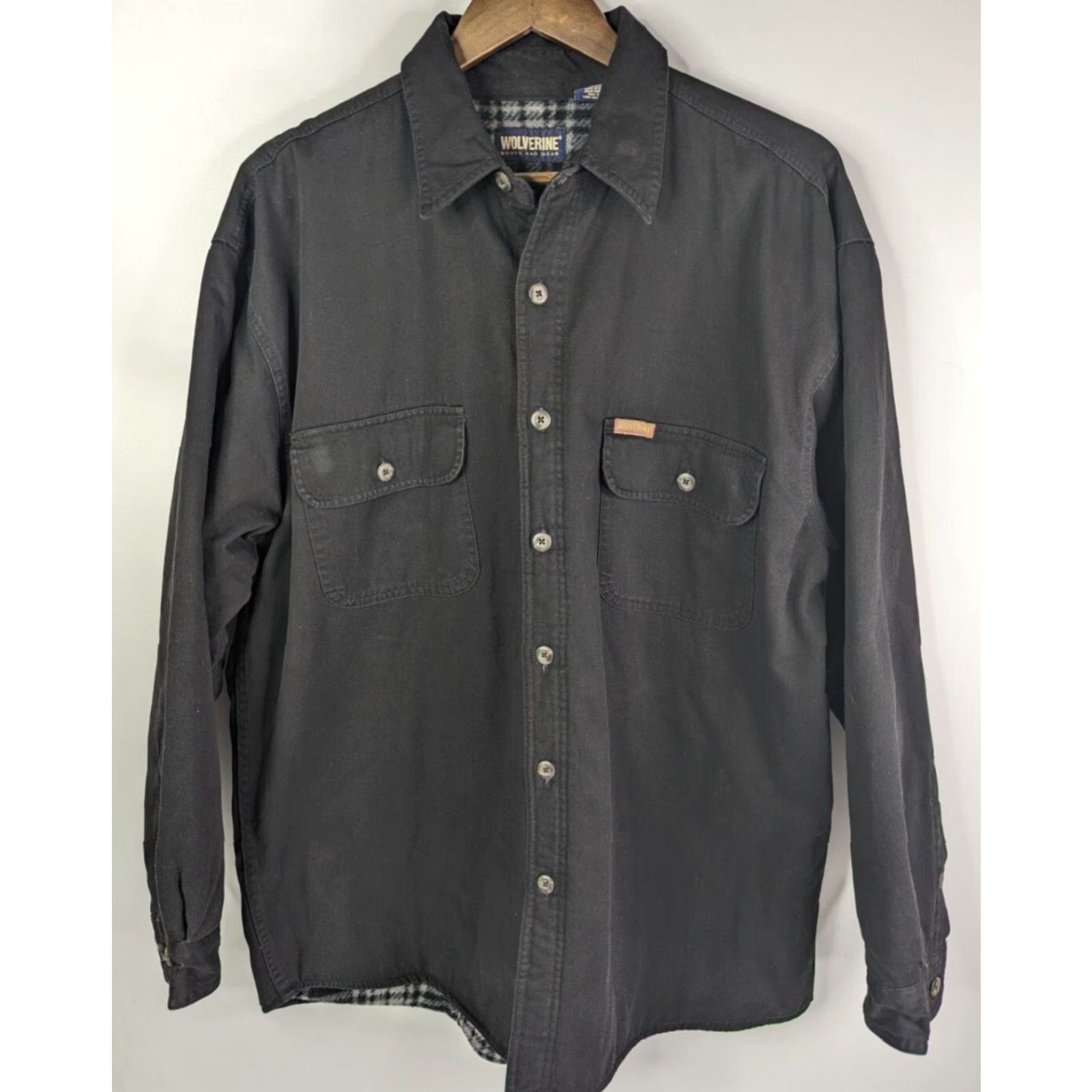 Vintage Wolverine Shacket Black Plaid Fleece Lined Heavyweight Workwear Mens Large Size US L / EU 52-54 / 3 - 2 Thumbnail