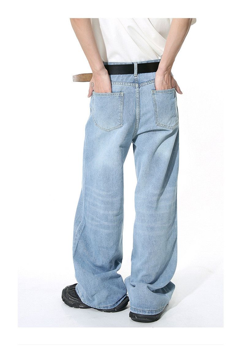 Japanese Brand × Jean Light blue vintage wash oversized straight-leg casual jeans Size US 32 / EU 48 - 3 Thumbnail